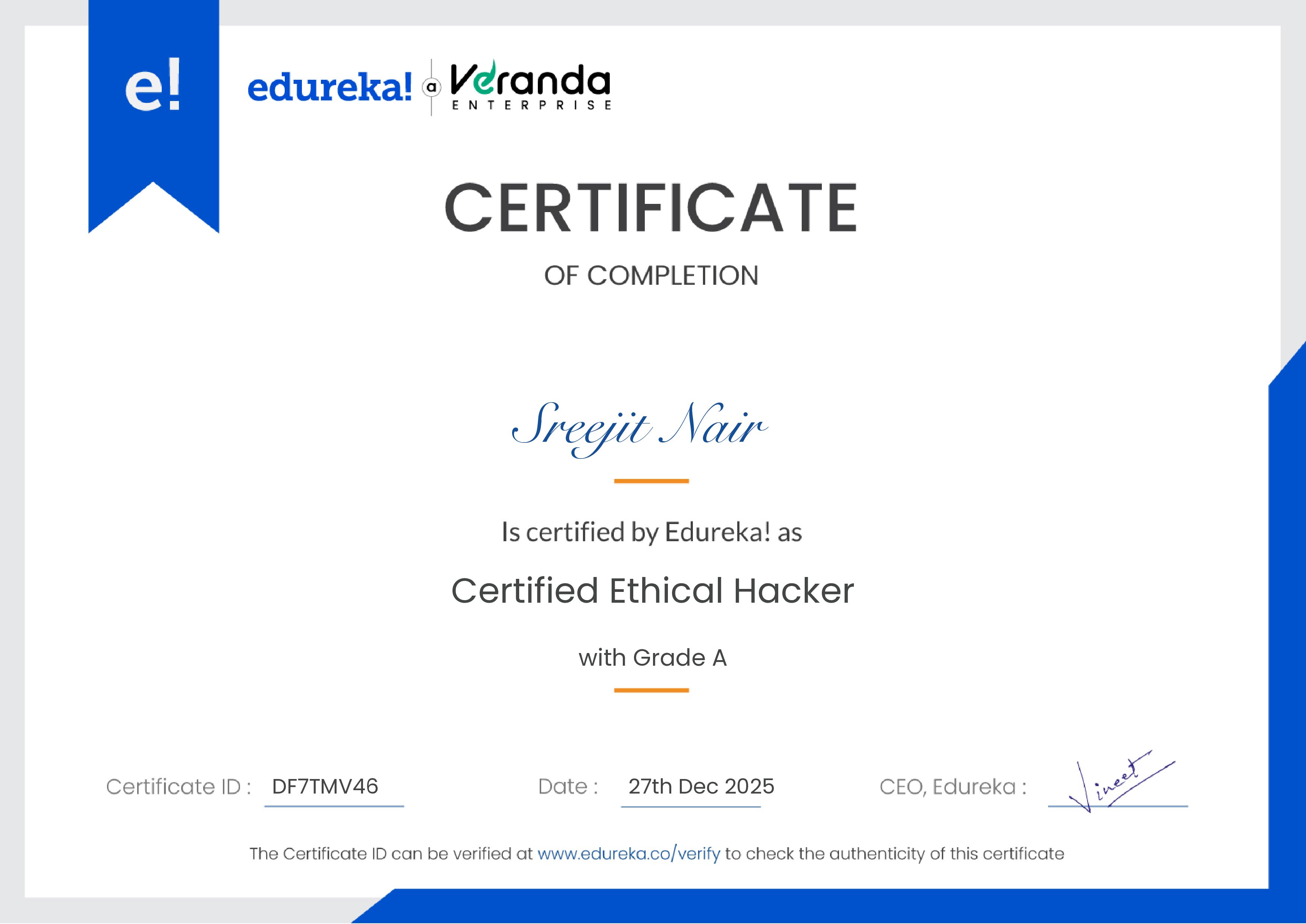 certificate!