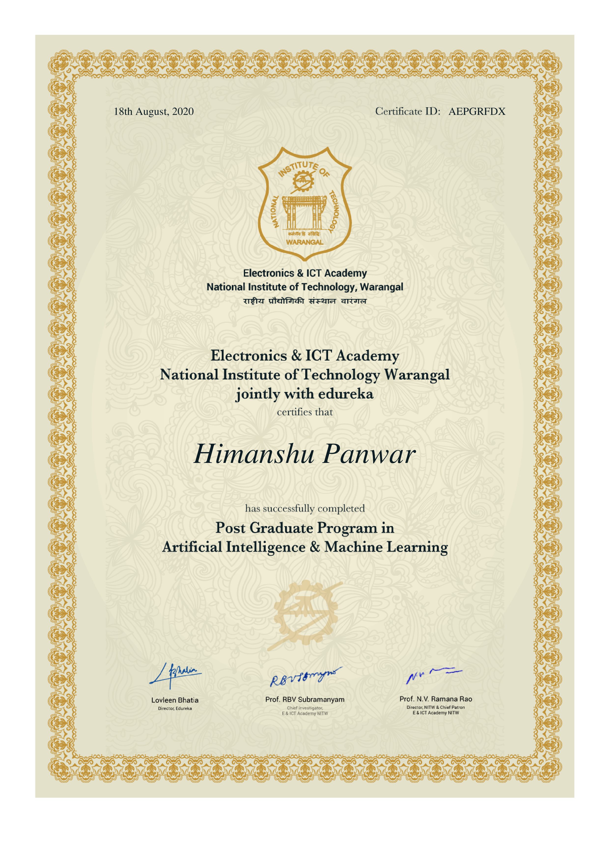 certificate!