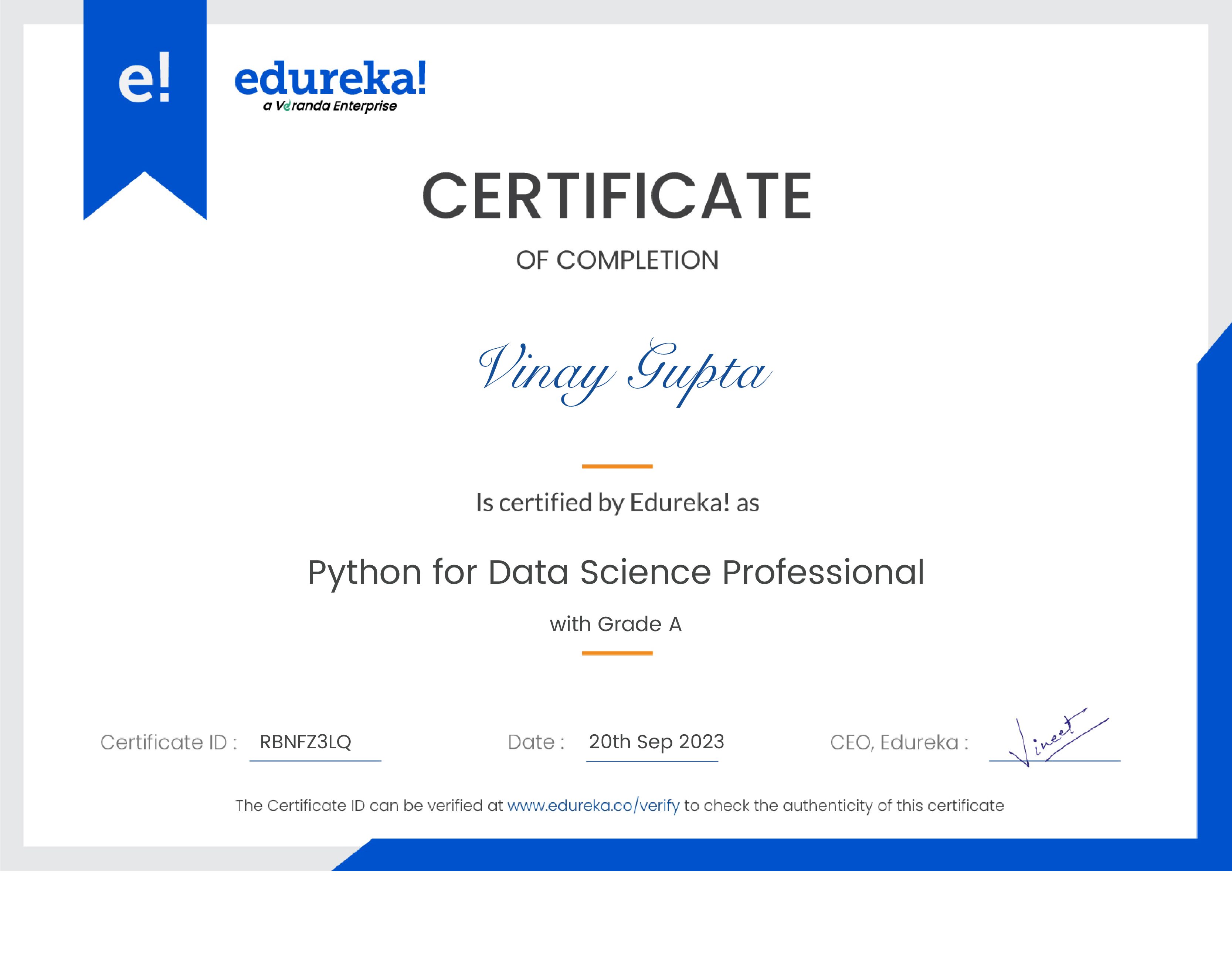 certificate!
