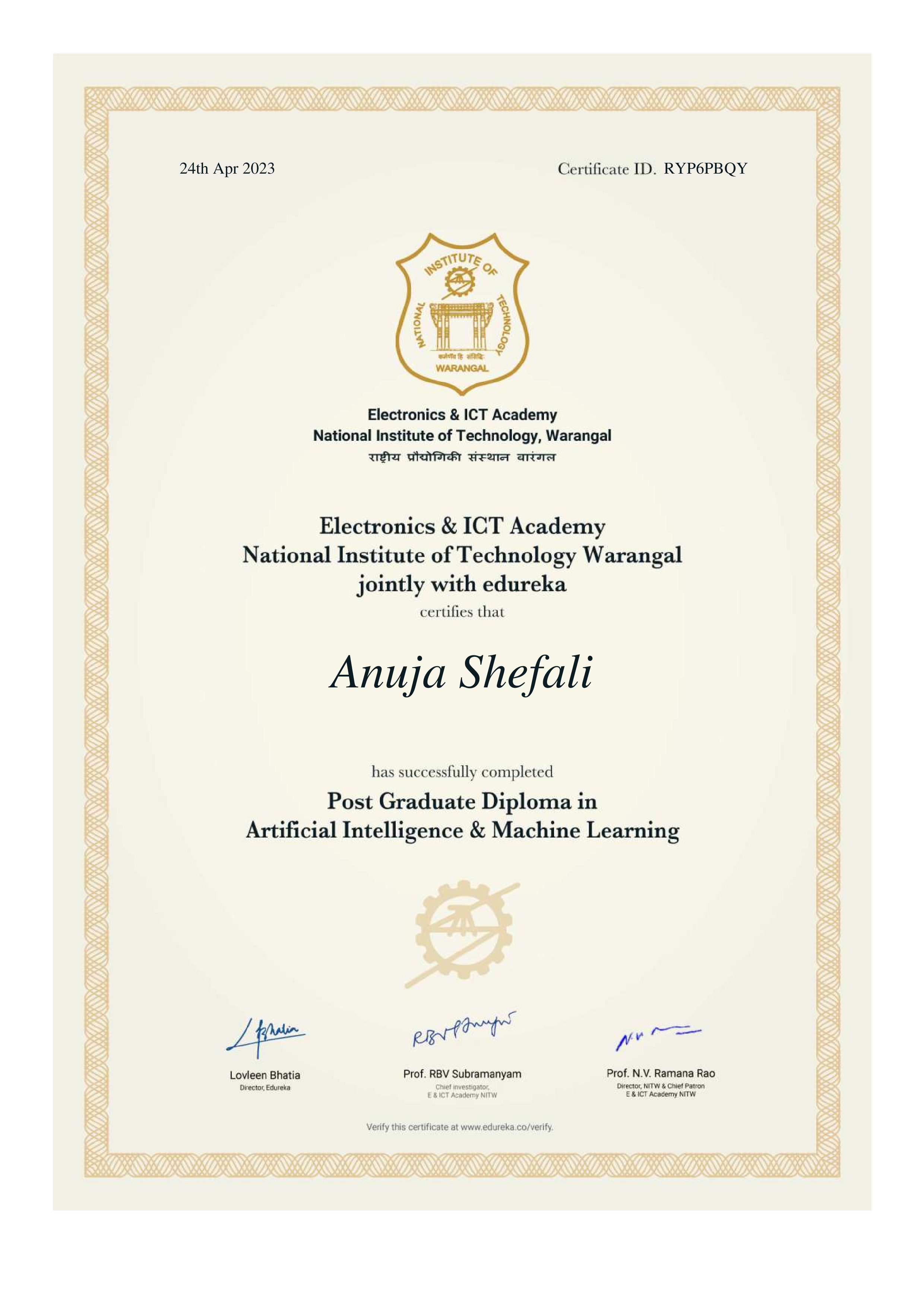 certificate!