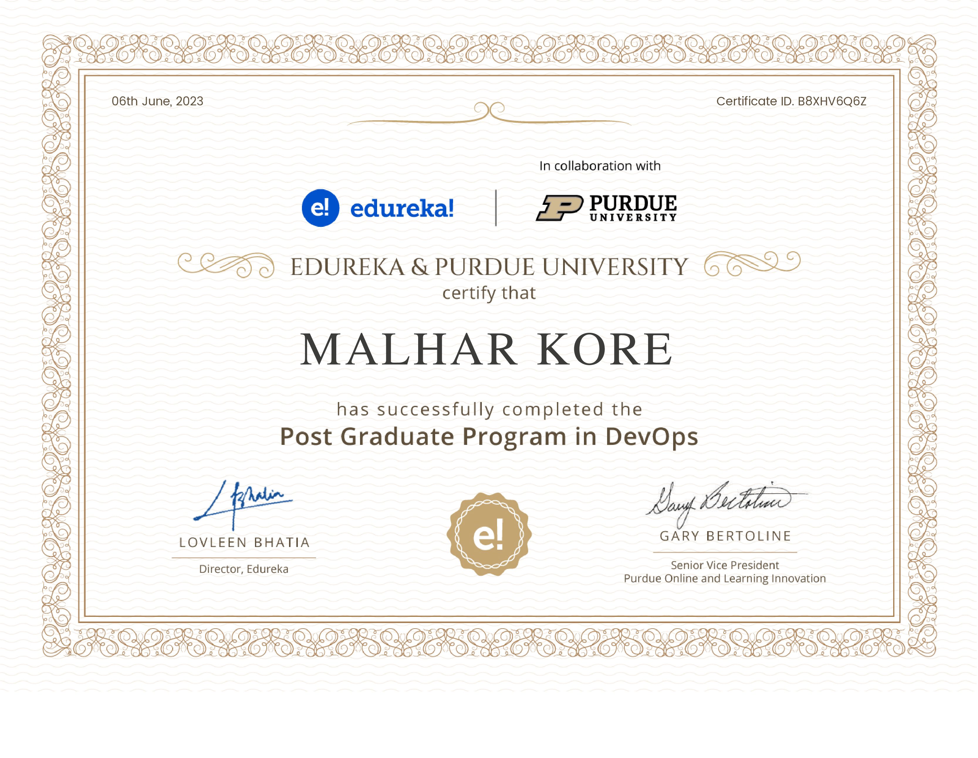 certificate!