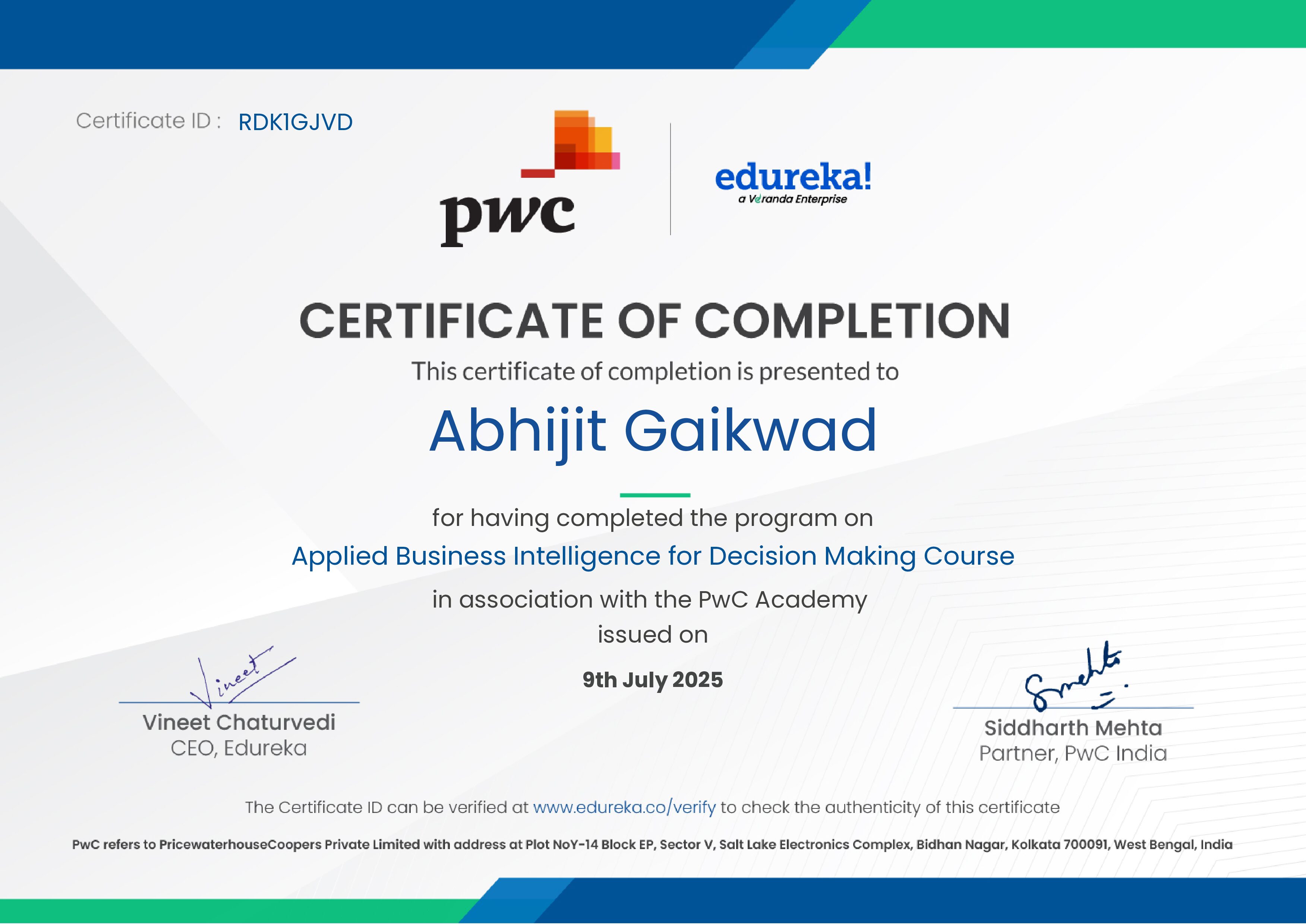 certificate!