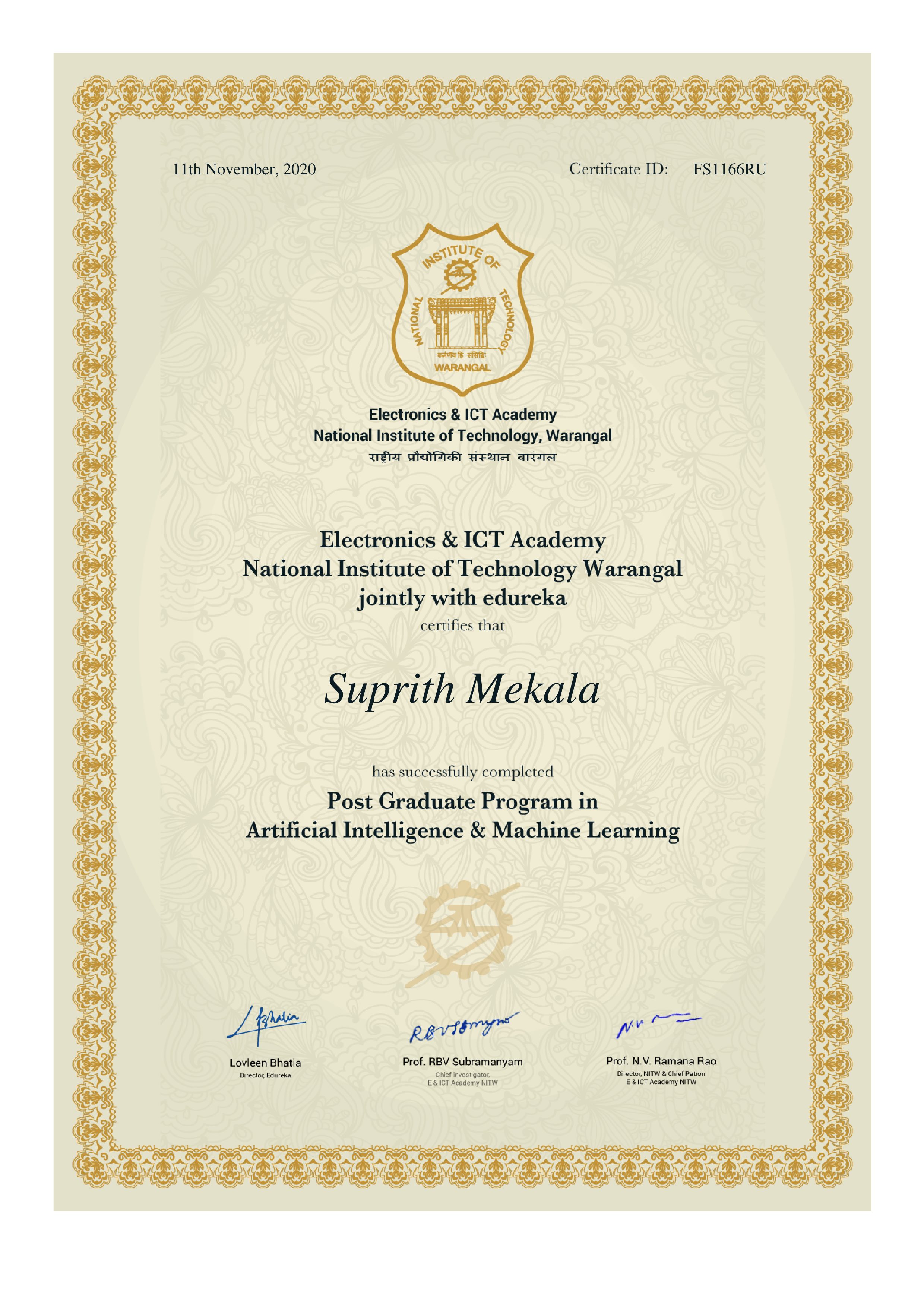 certificate!