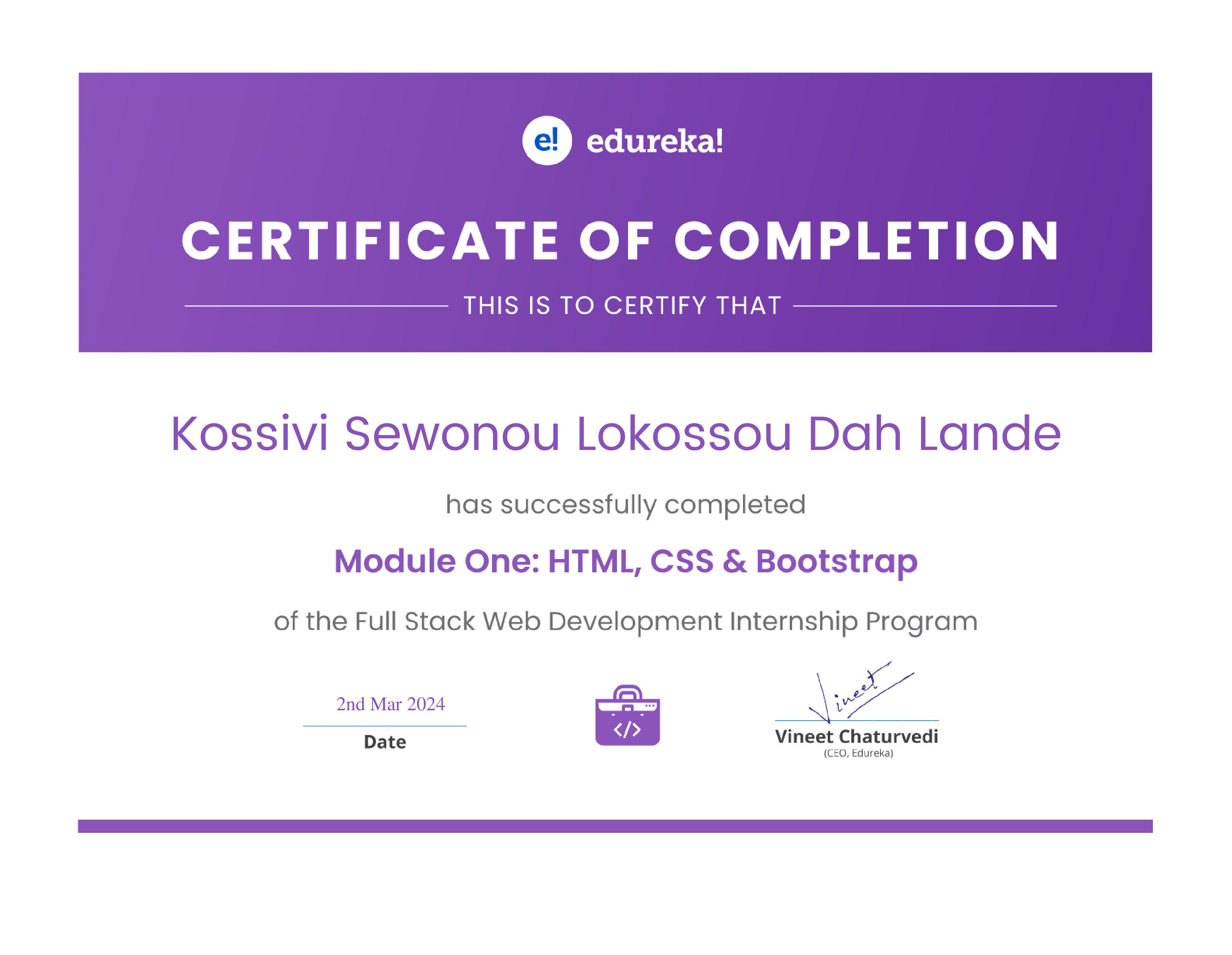 certificate!