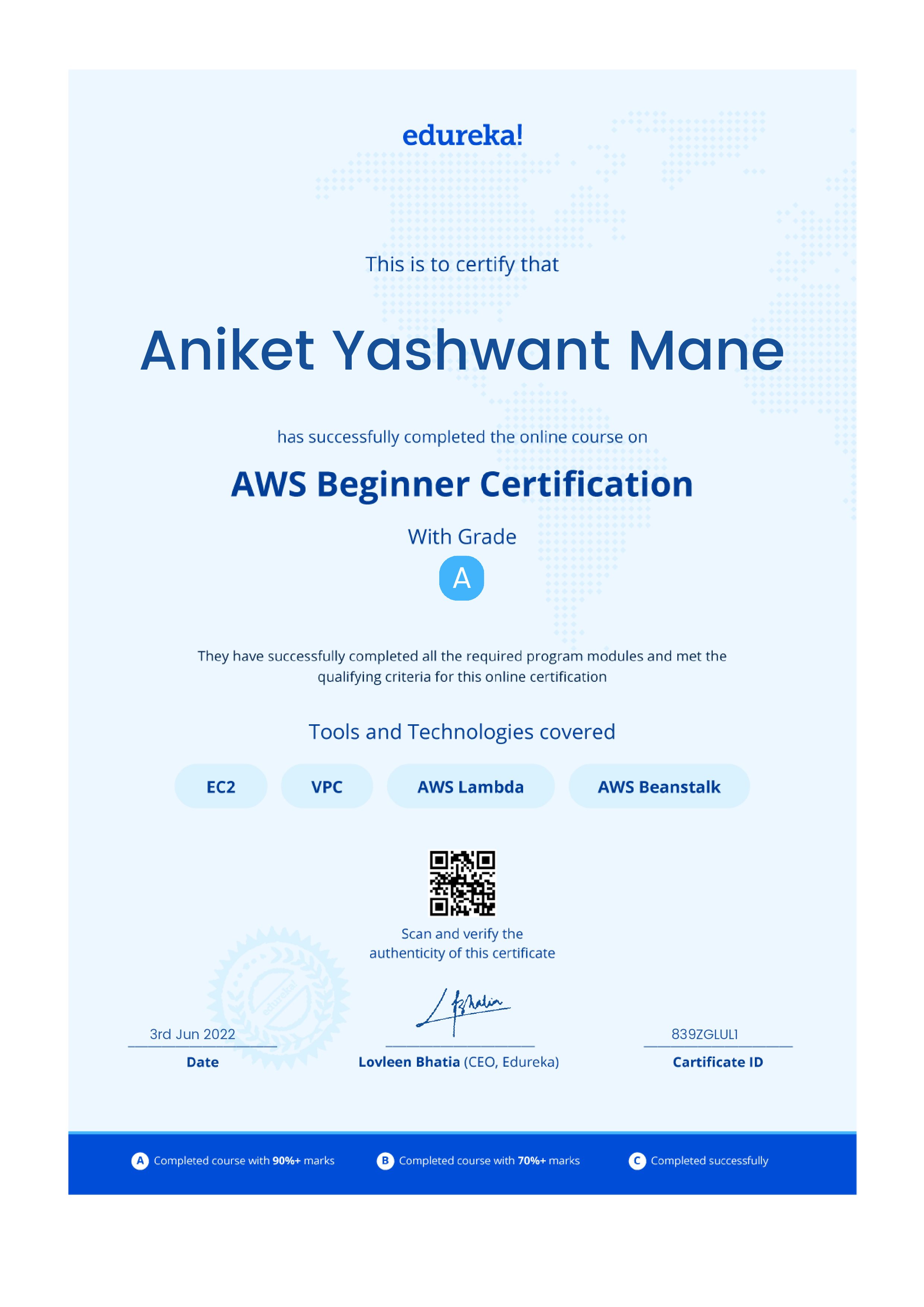 certificate!