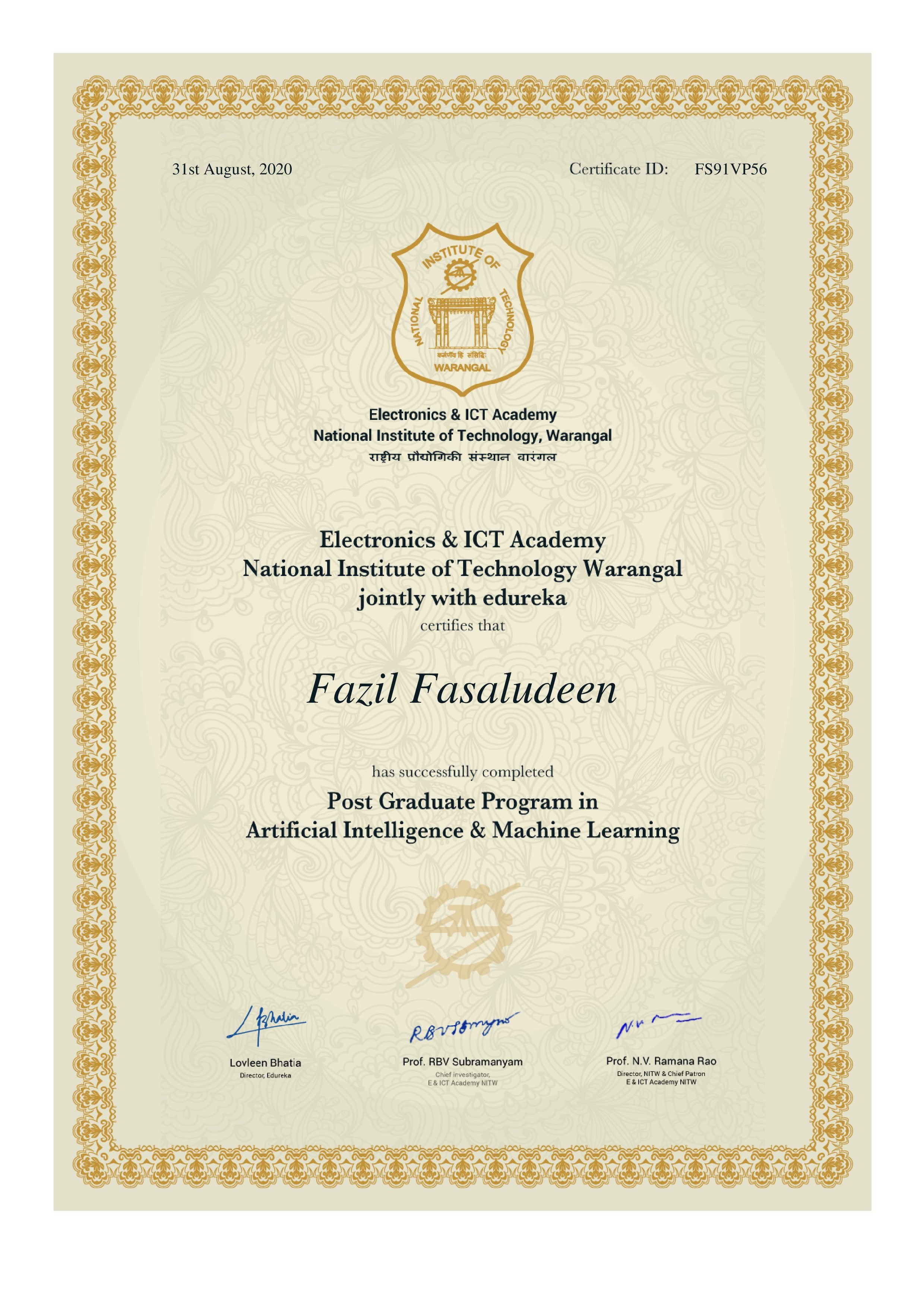 certificate!