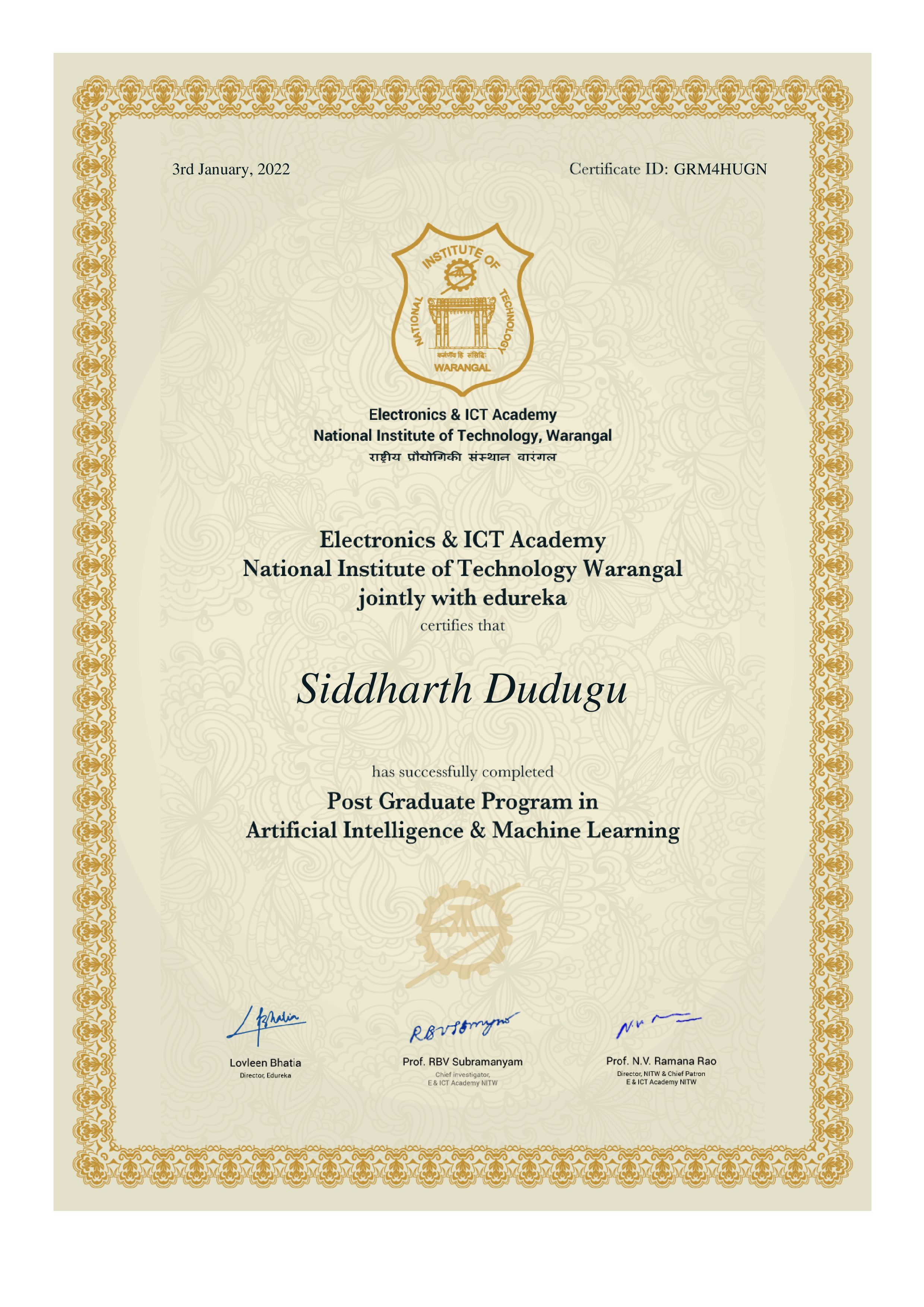certificate!