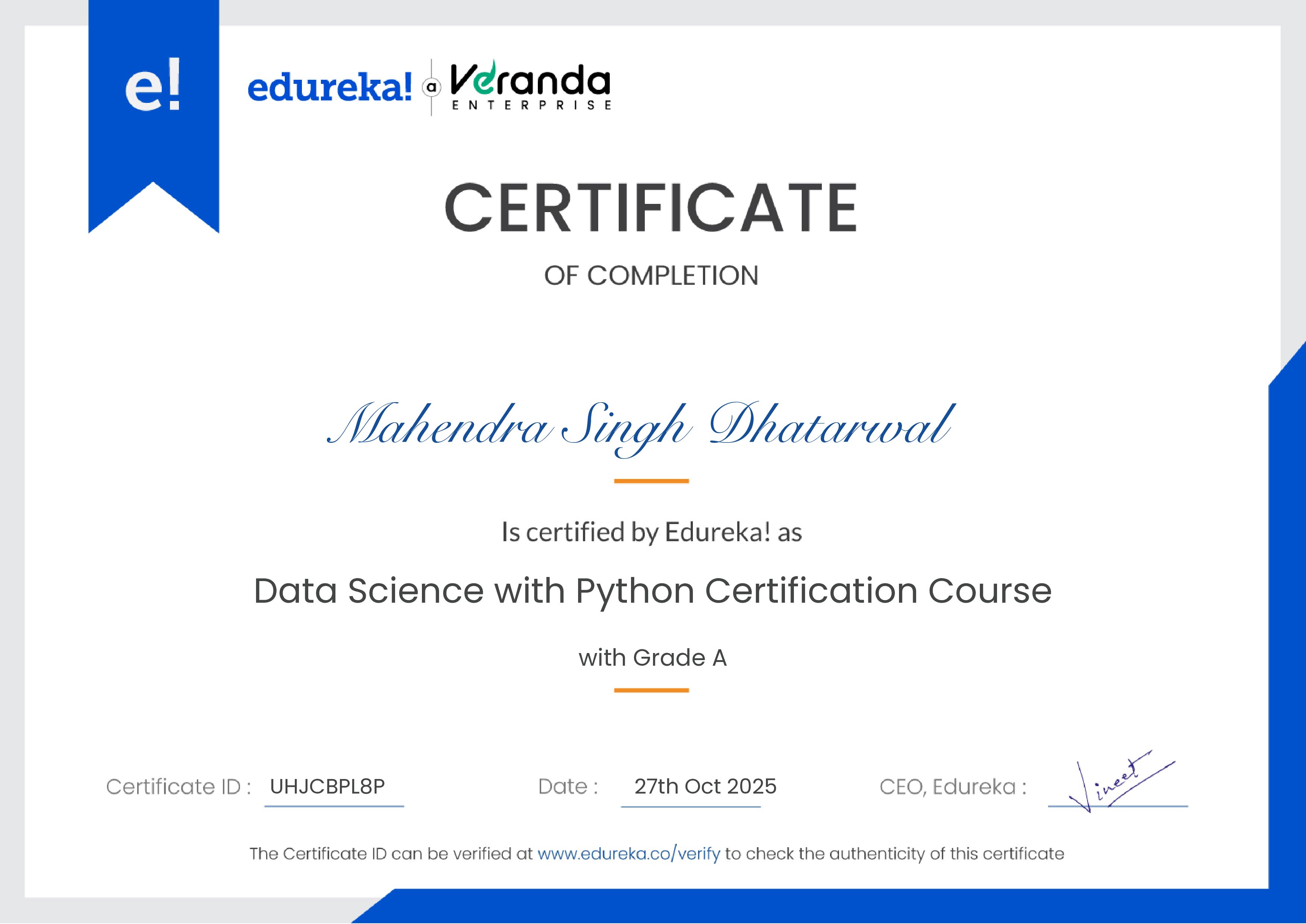 certificate!