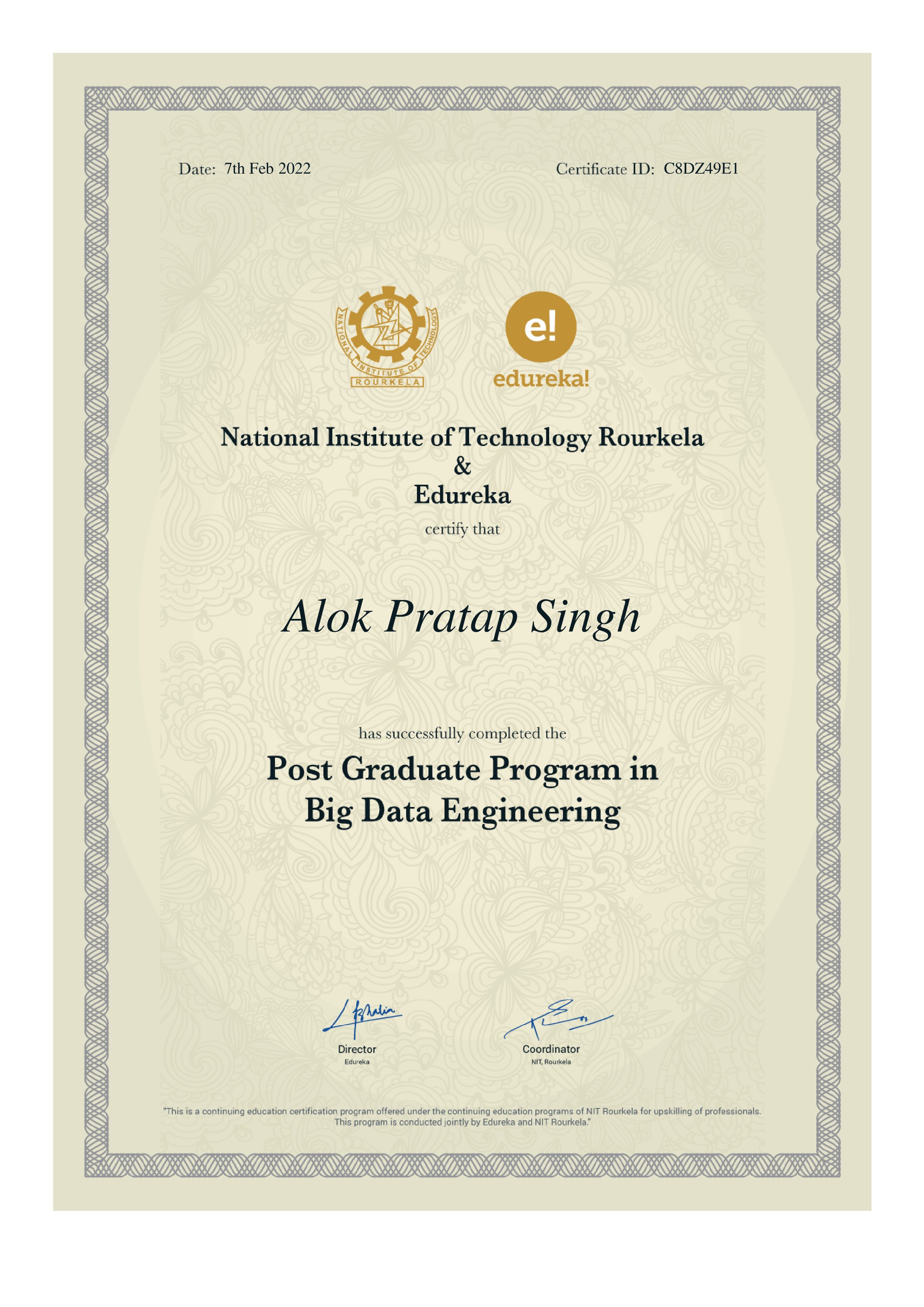 certificate!