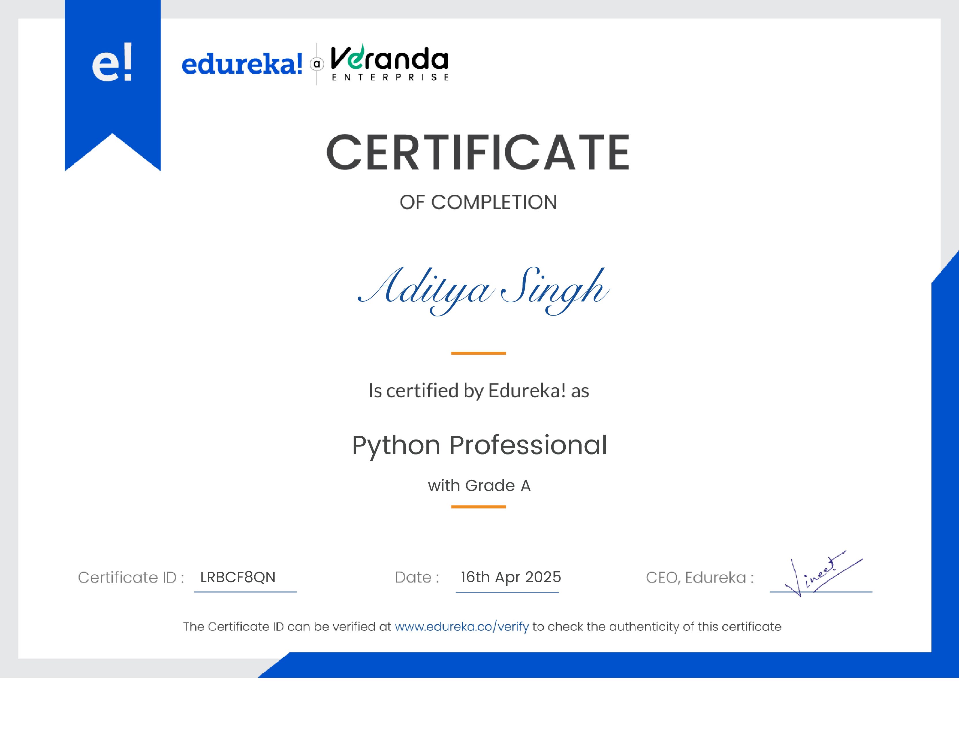 certificate!