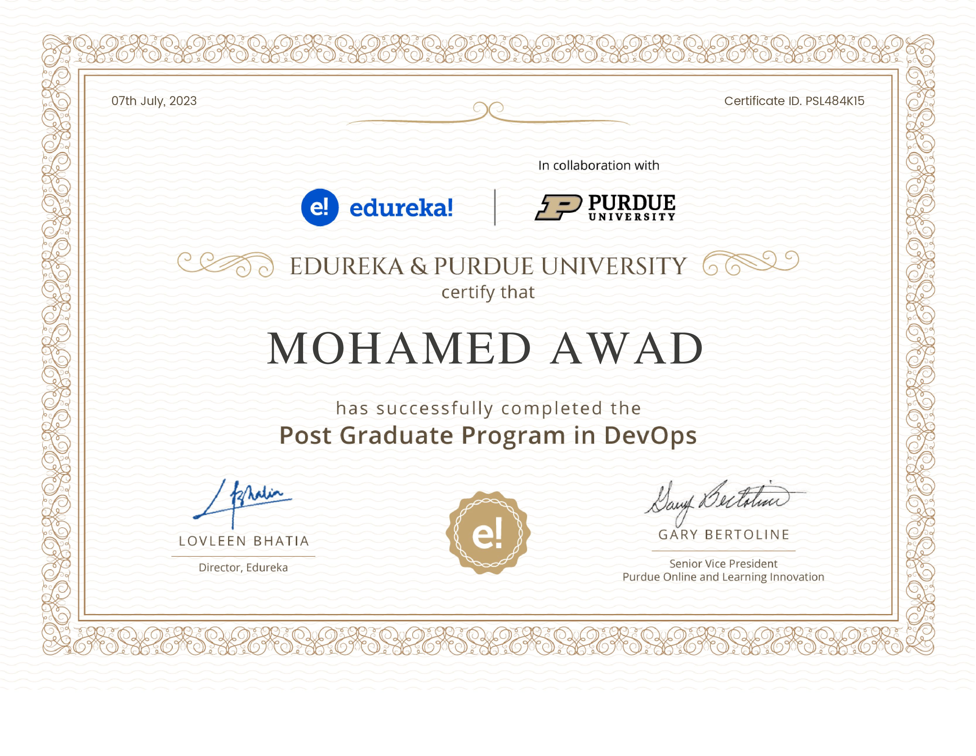certificate!