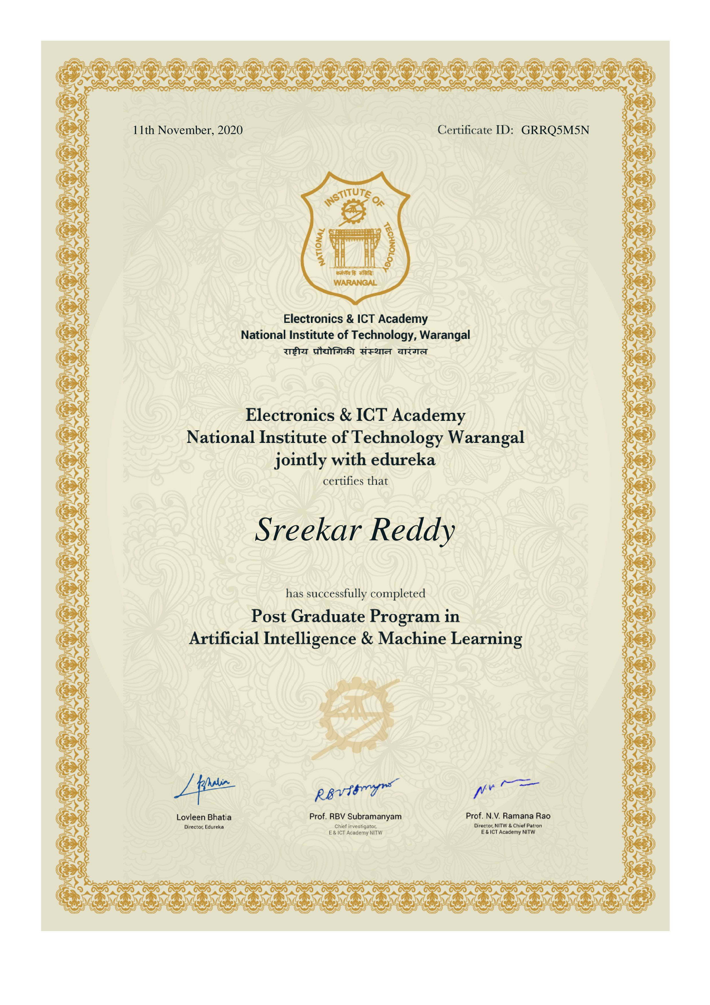 certificate!
