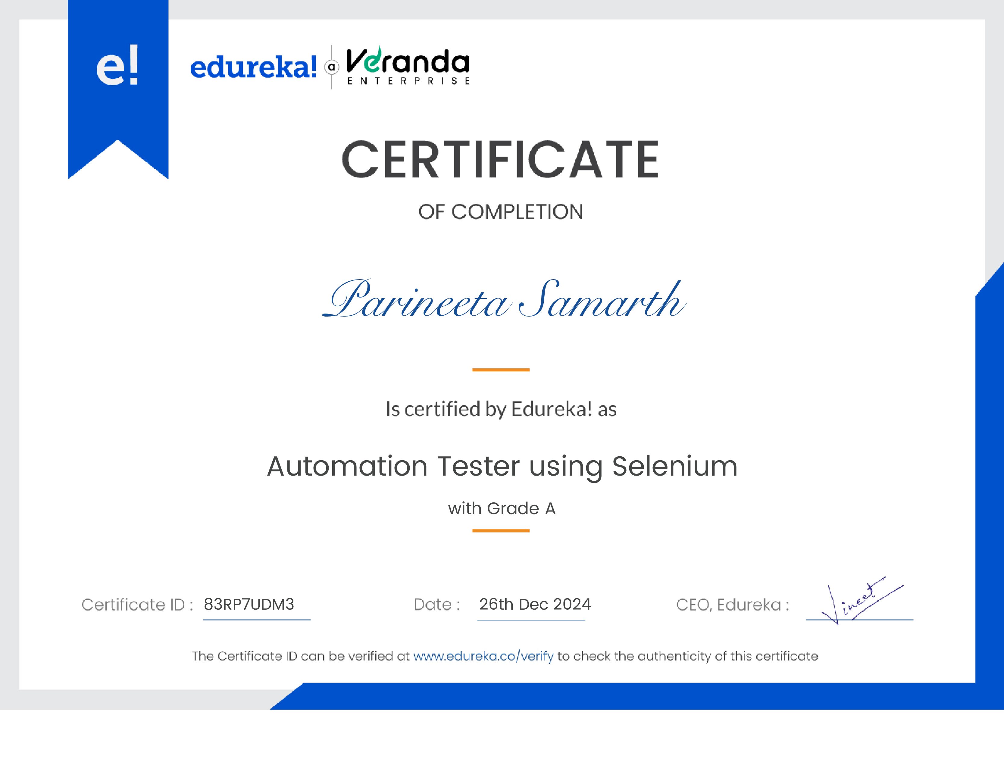 certificate!