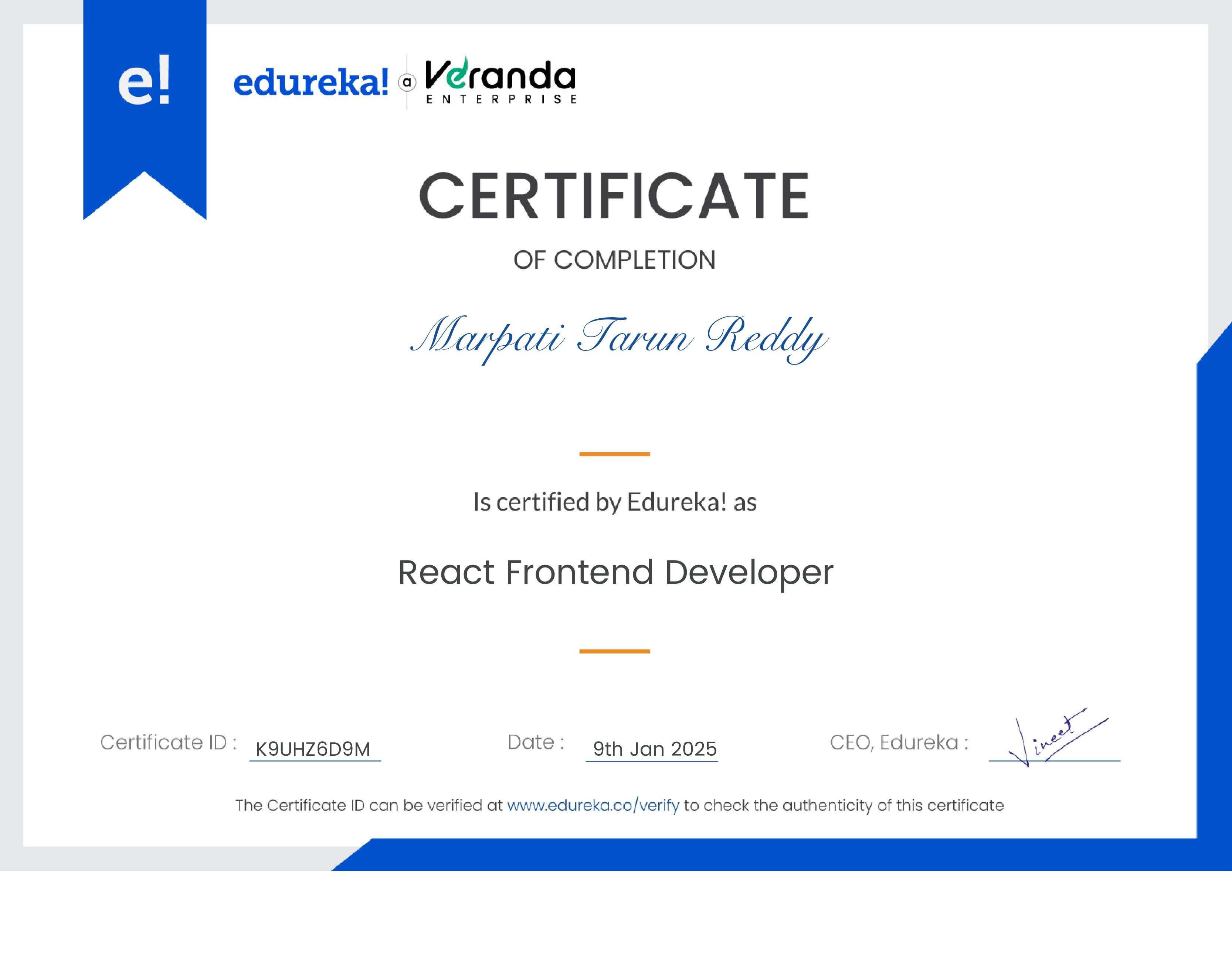 certificate!