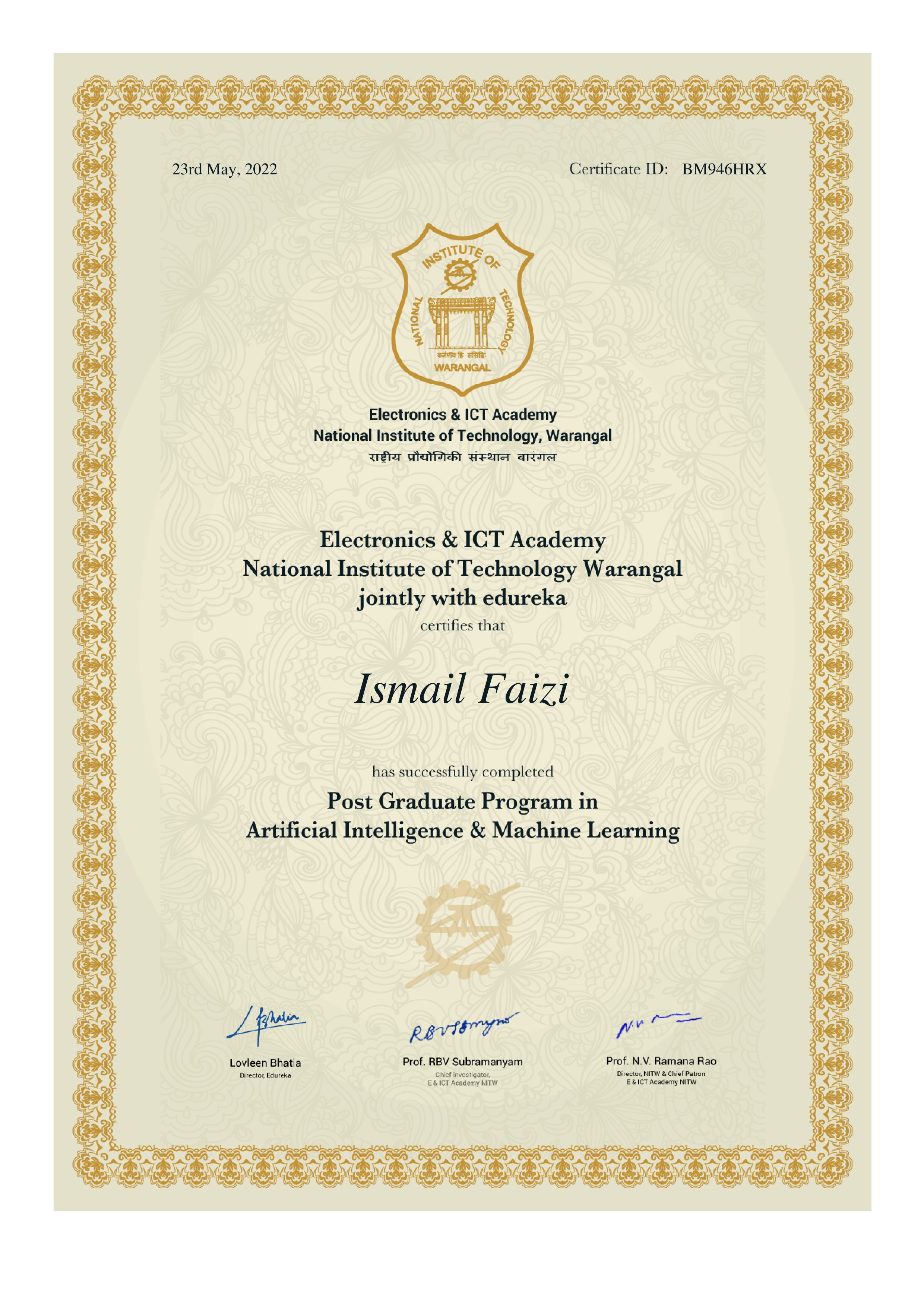 certificate!