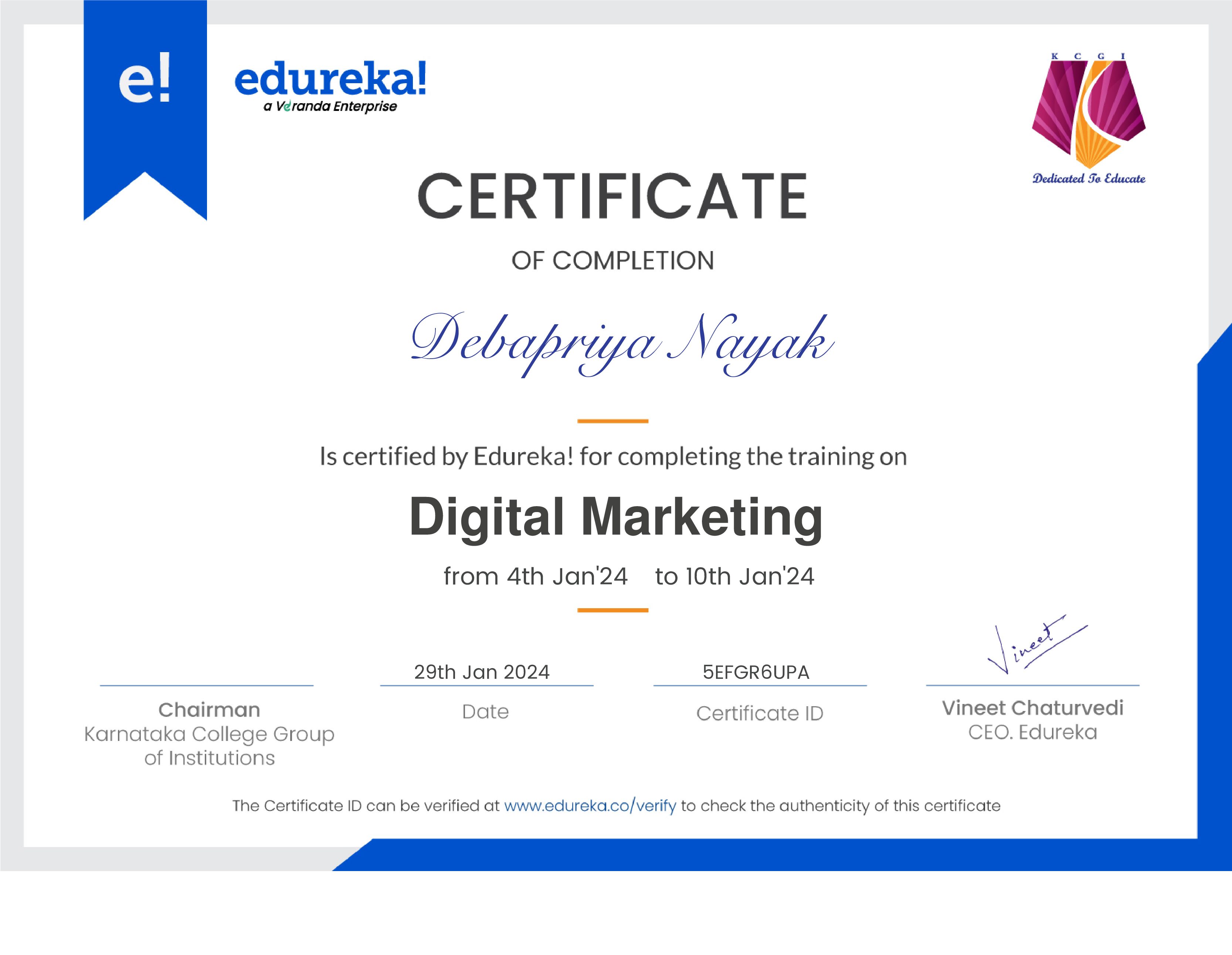 certificate!