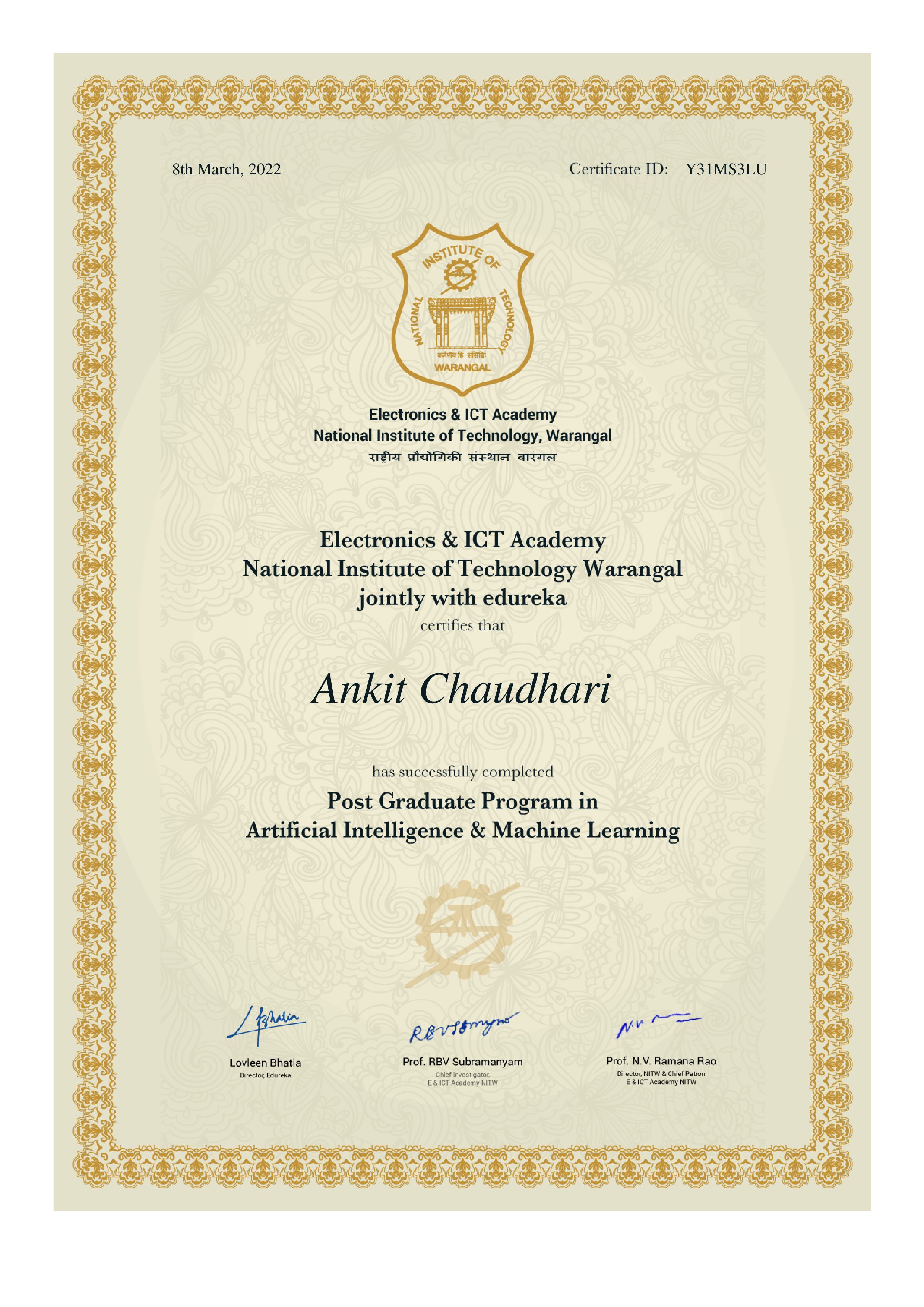 certificate!
