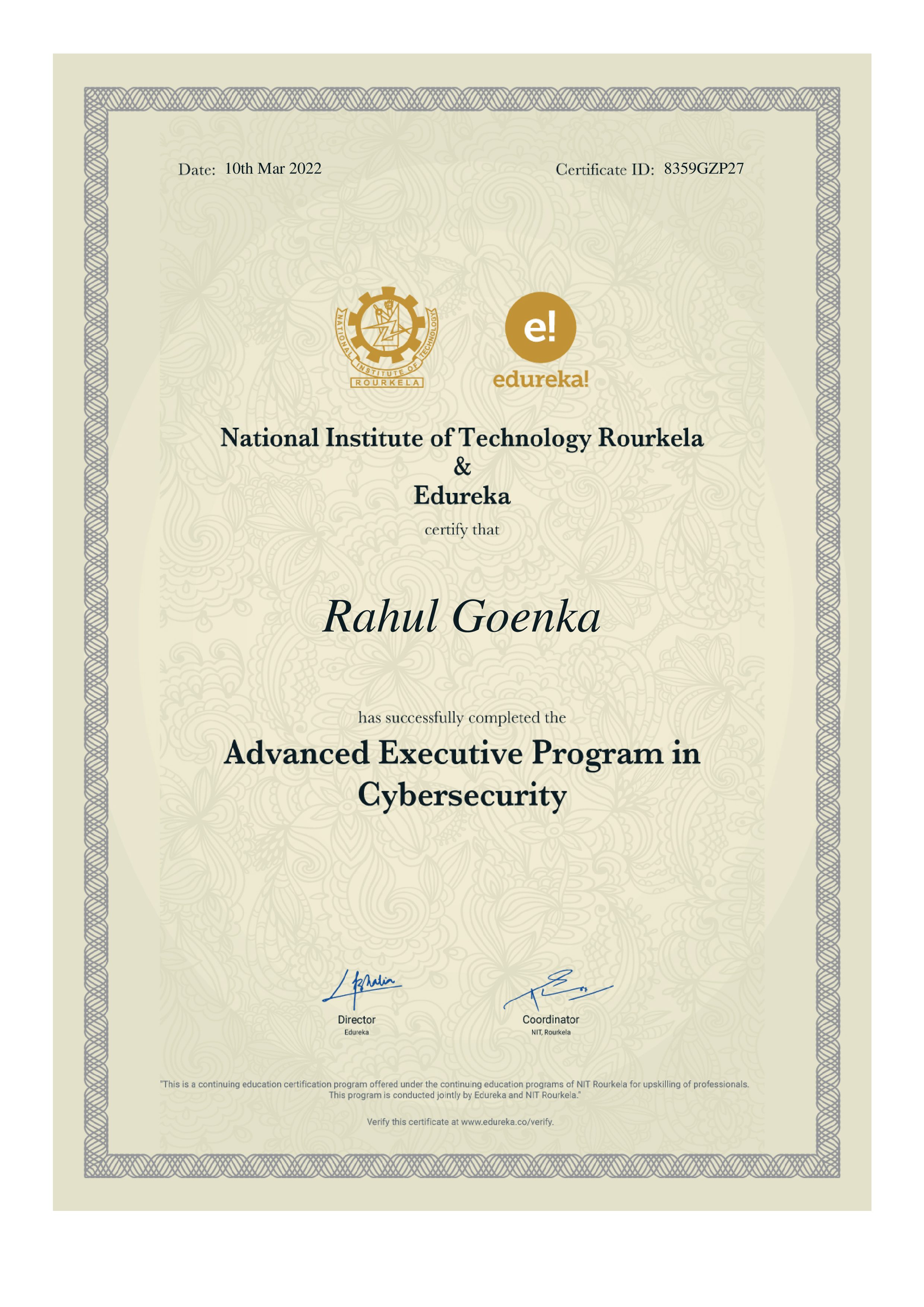 certificate!