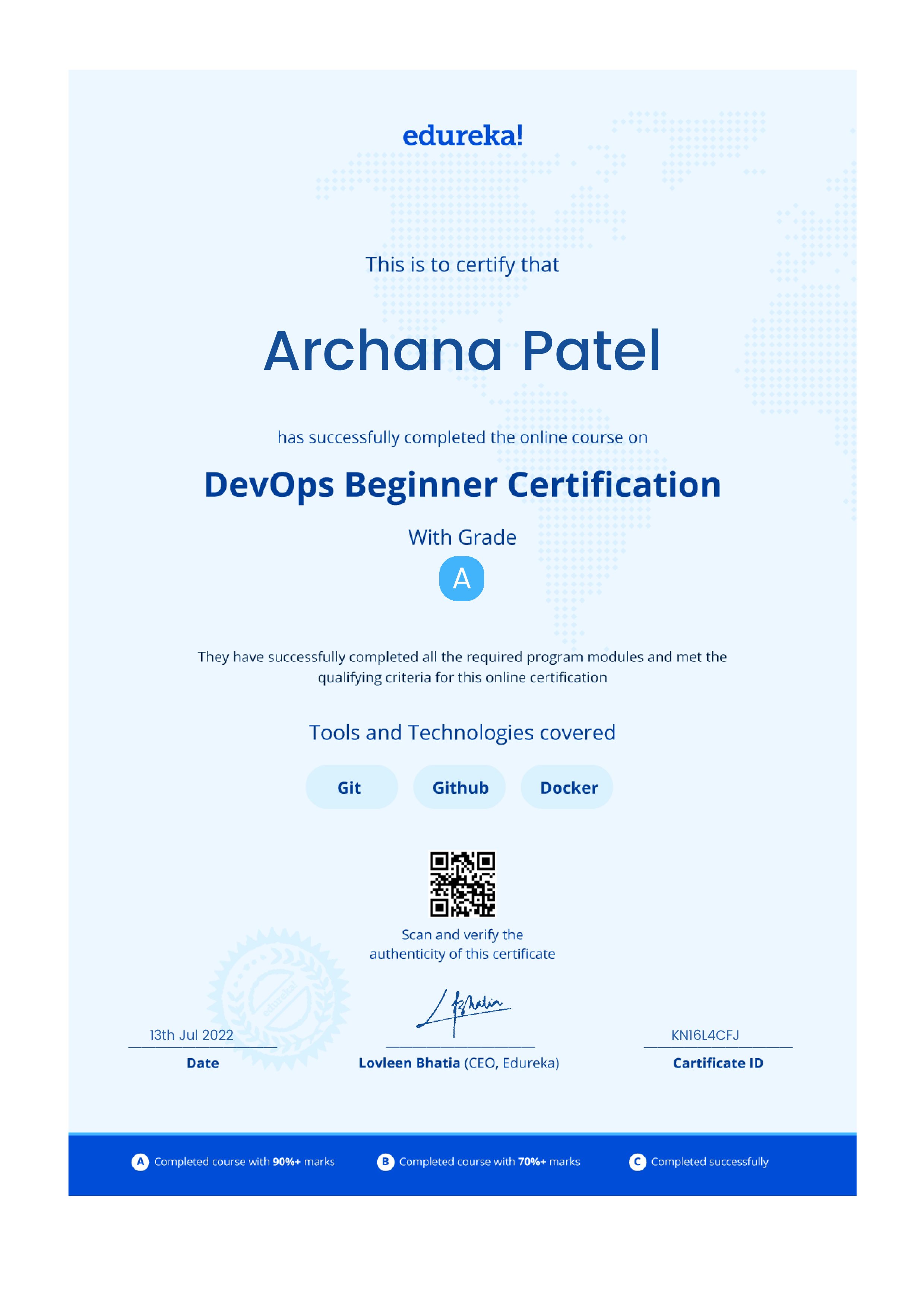 certificate!