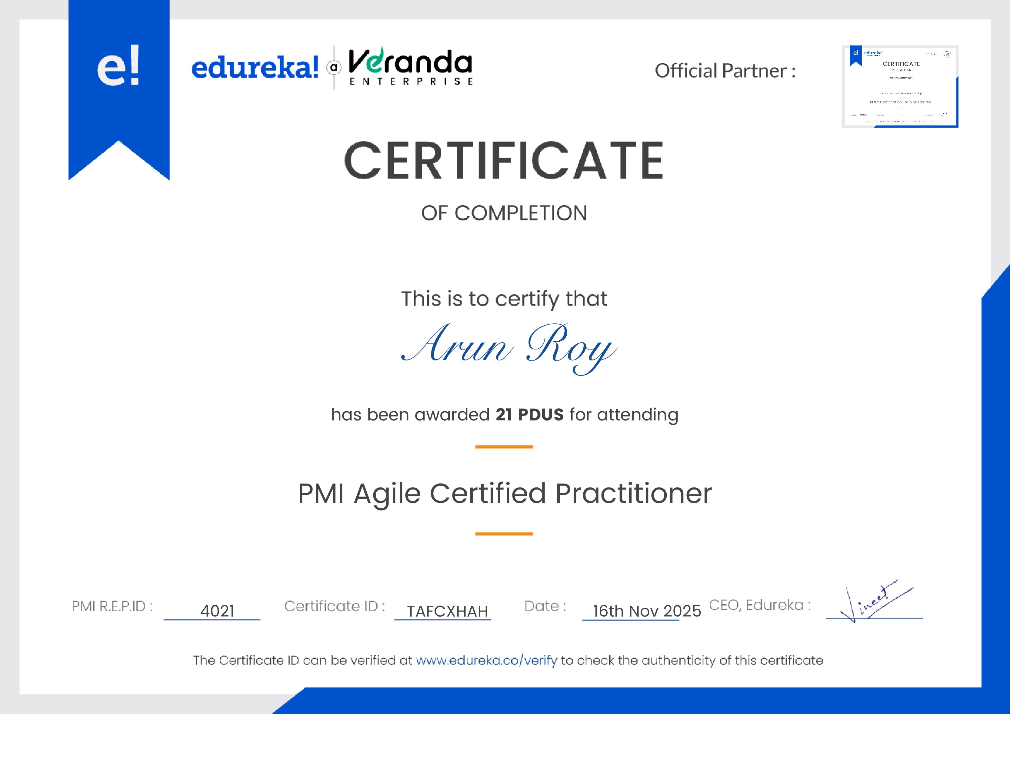 certificate!