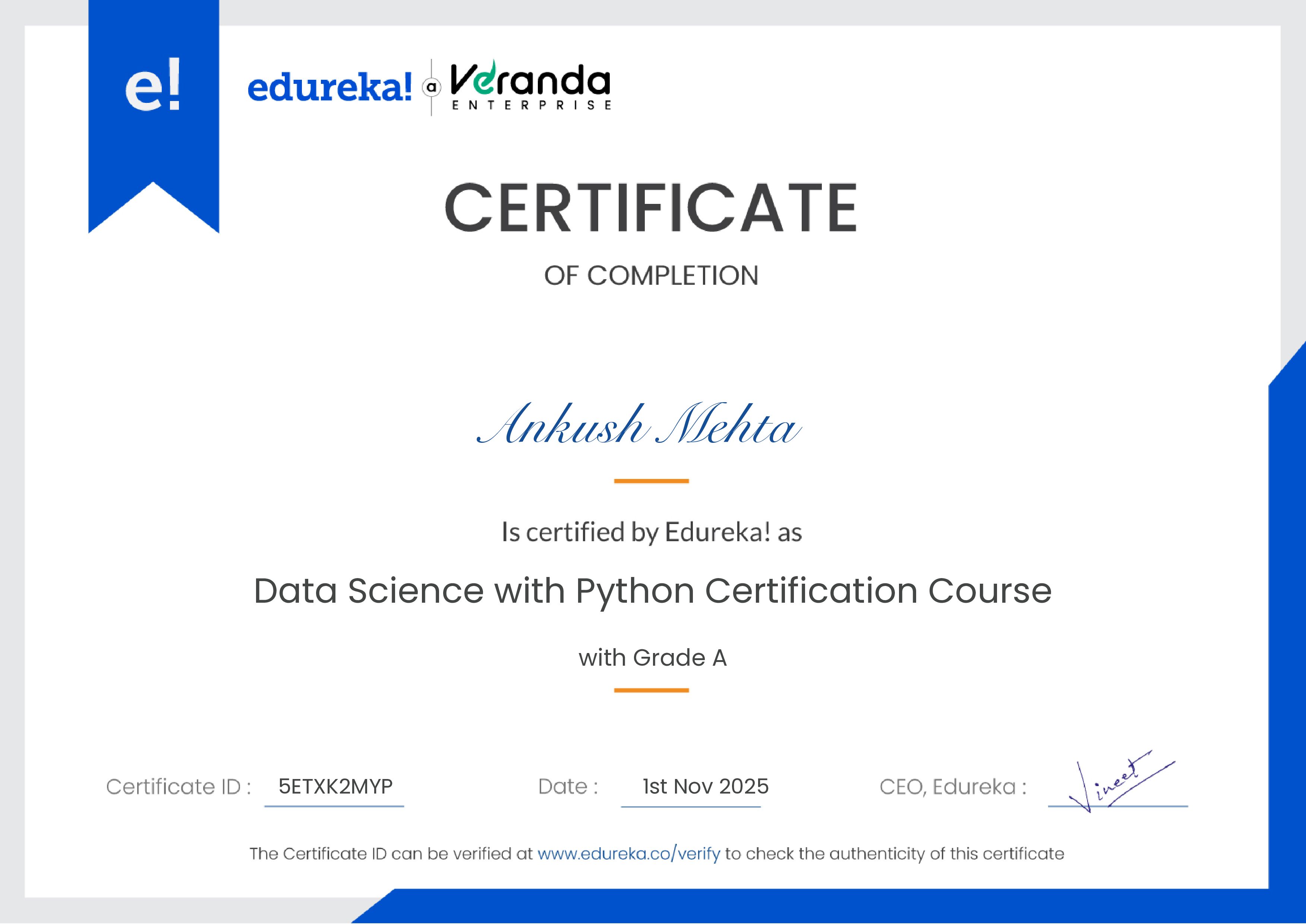 certificate!