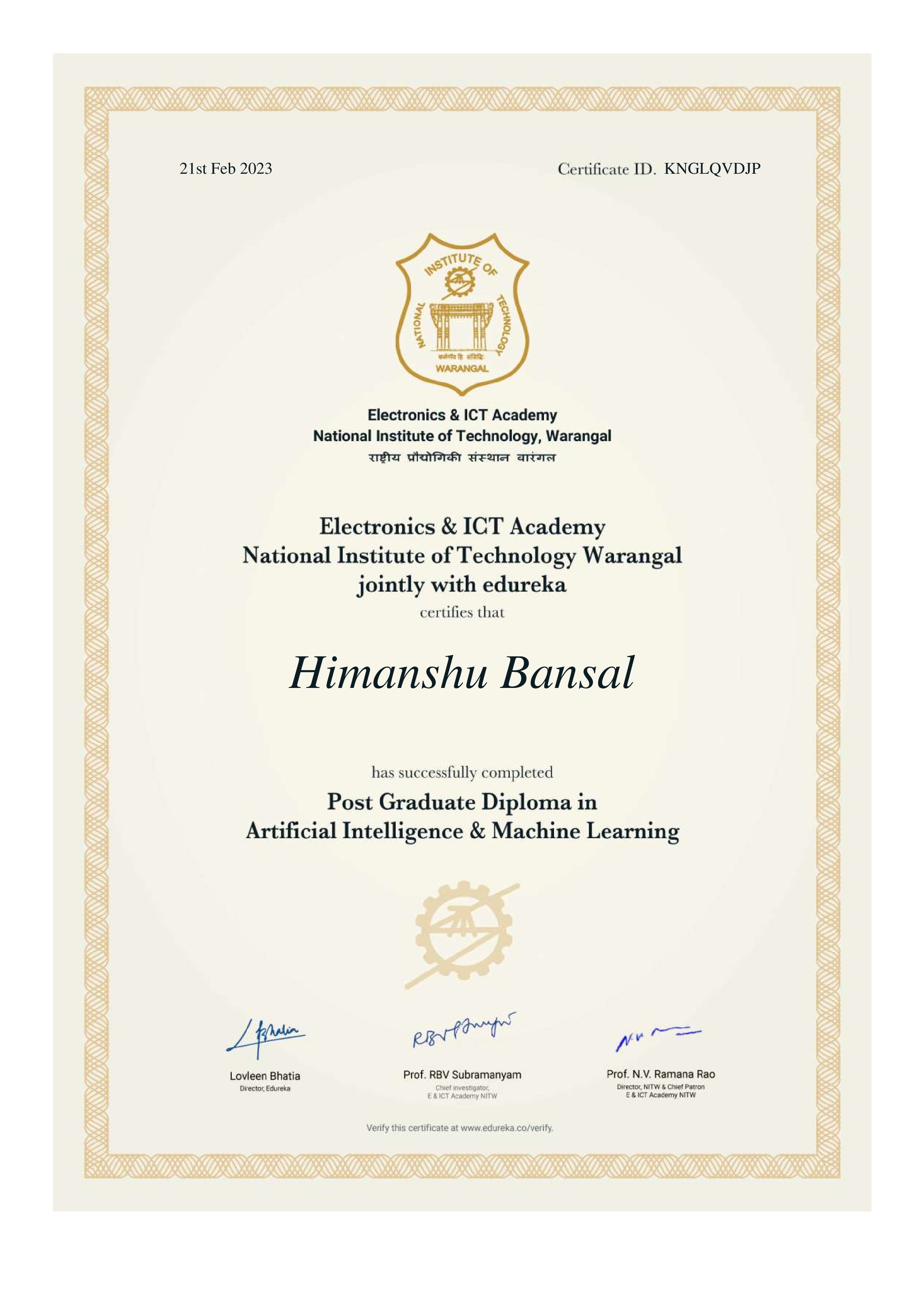 certificate!