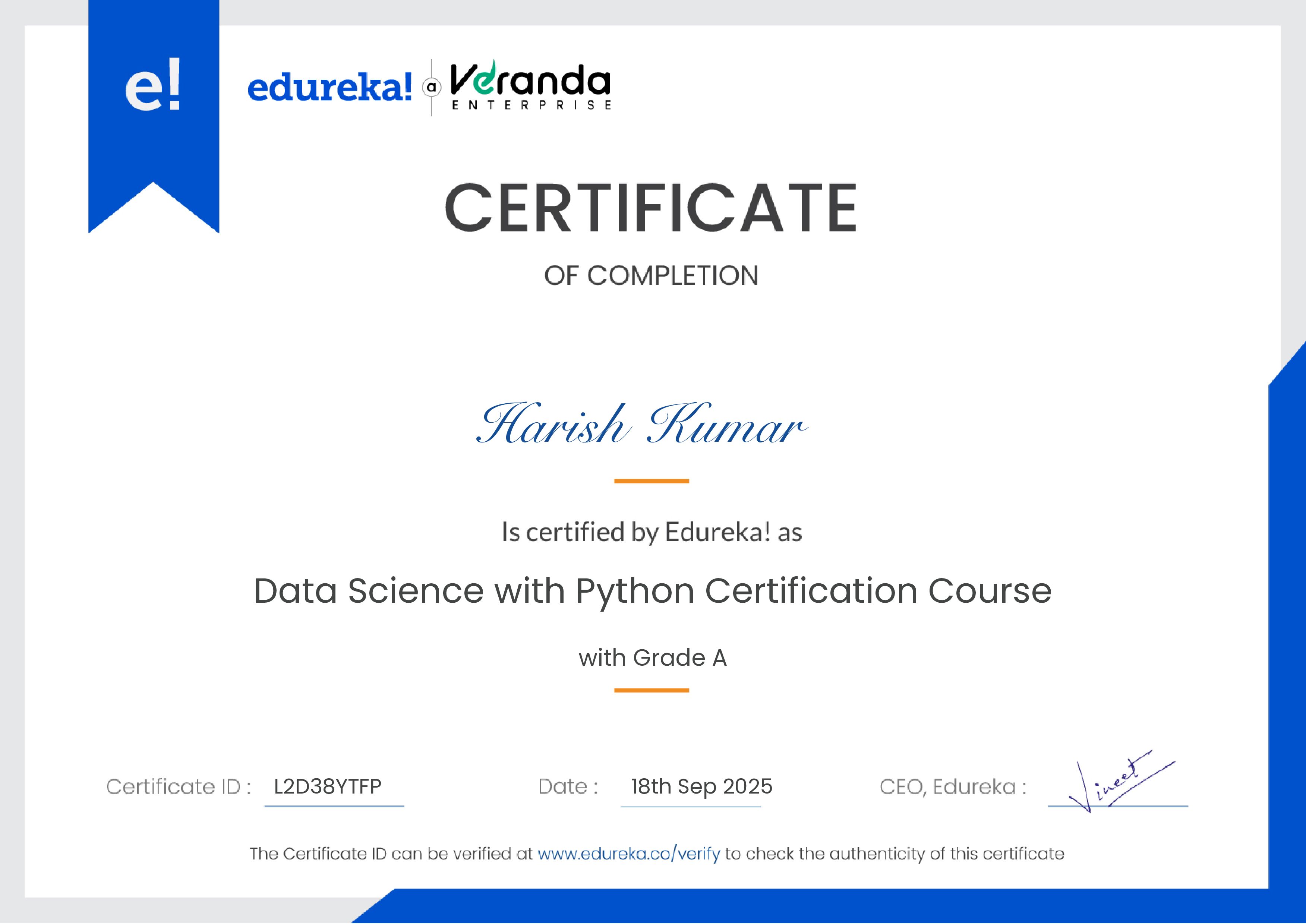 certificate!