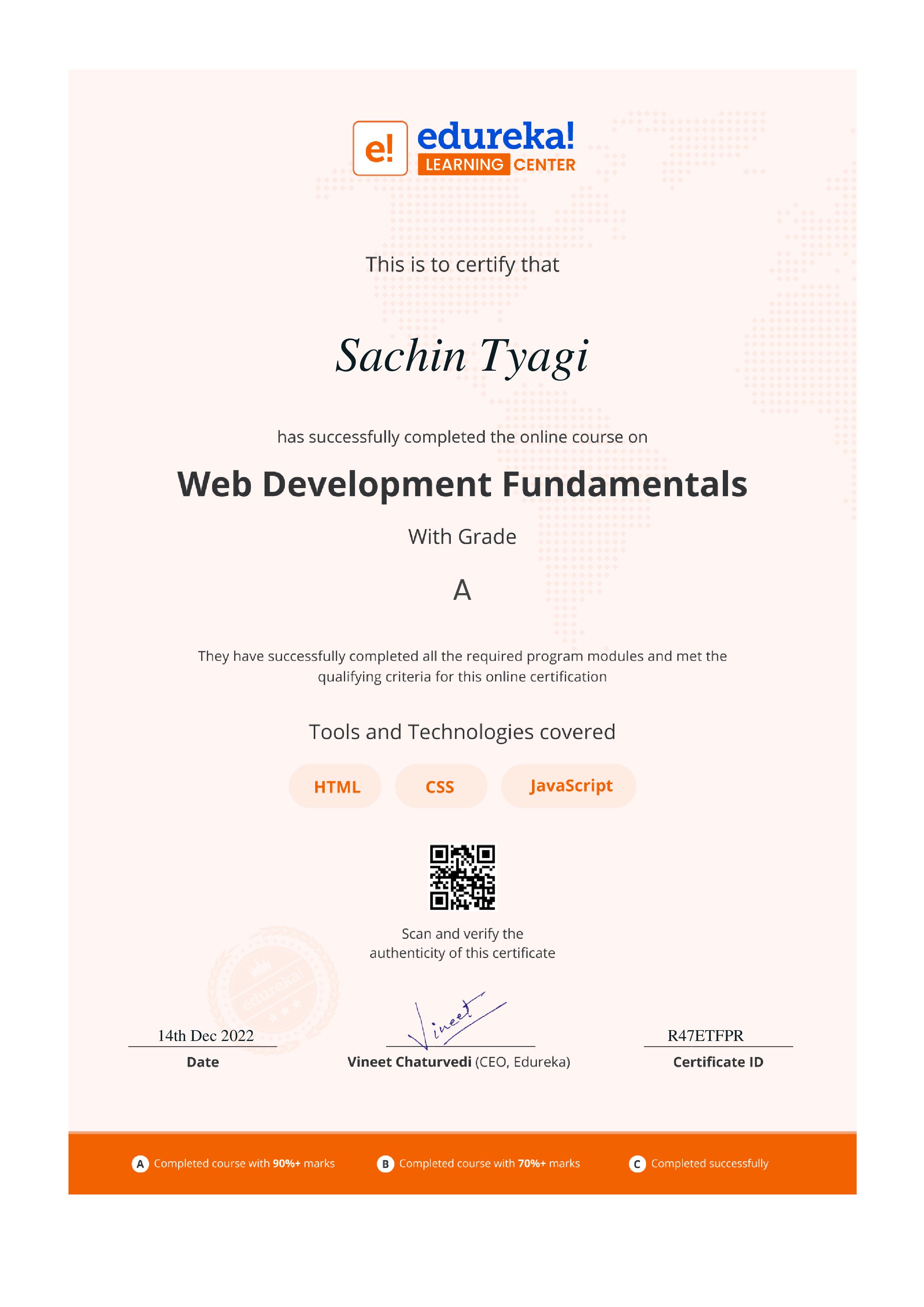 certificate!