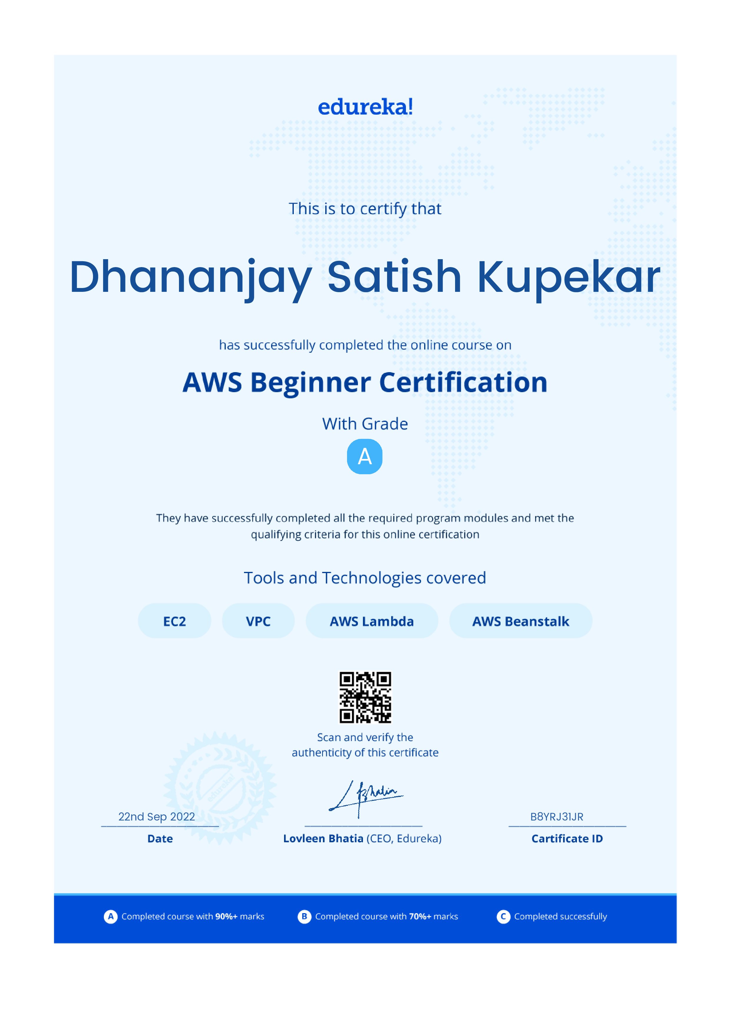certificate!