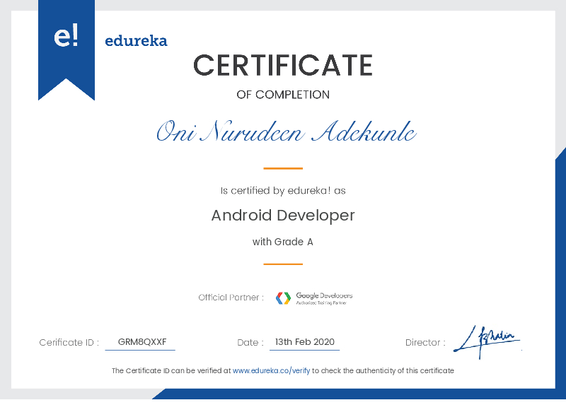 certificate!