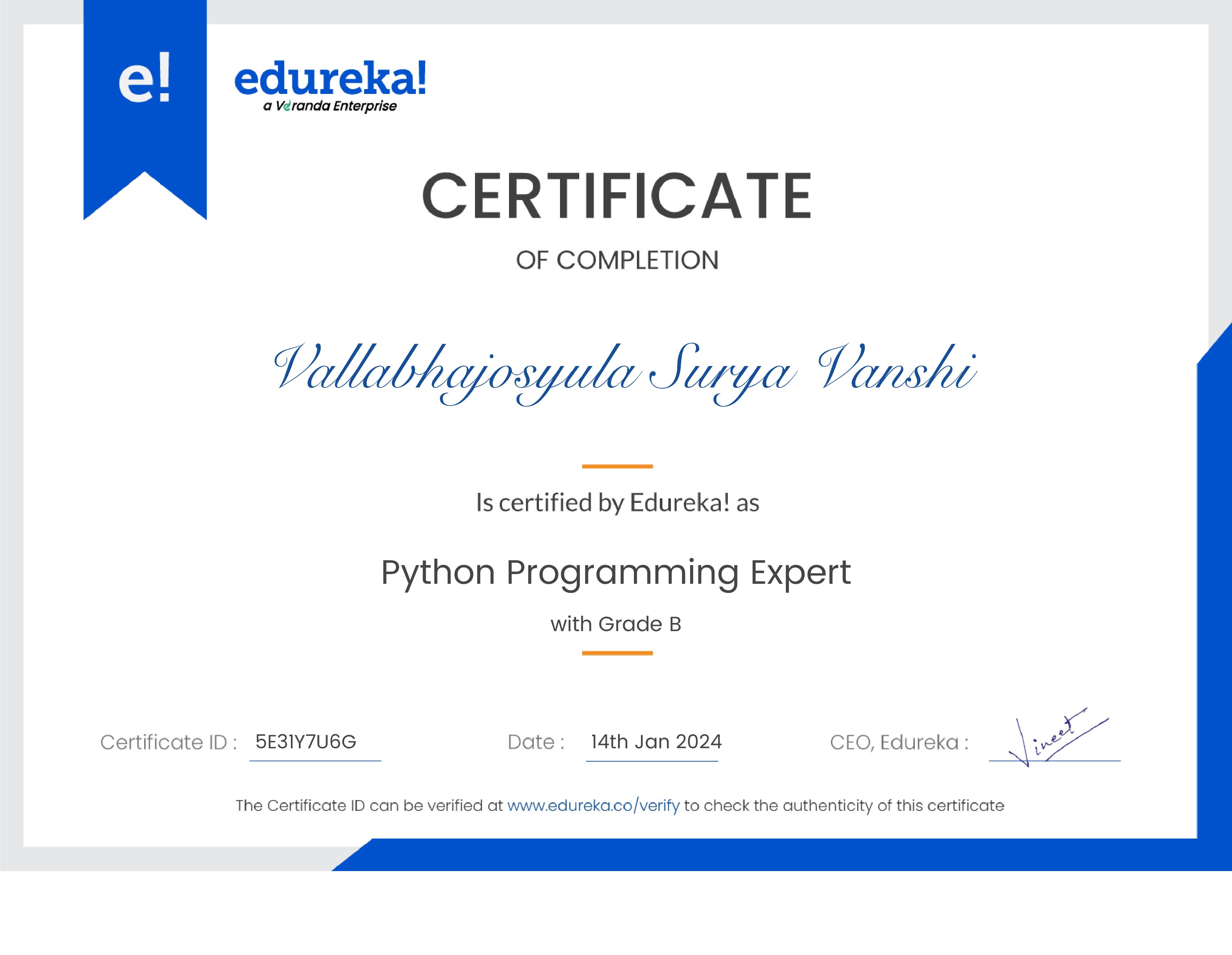 certificate!