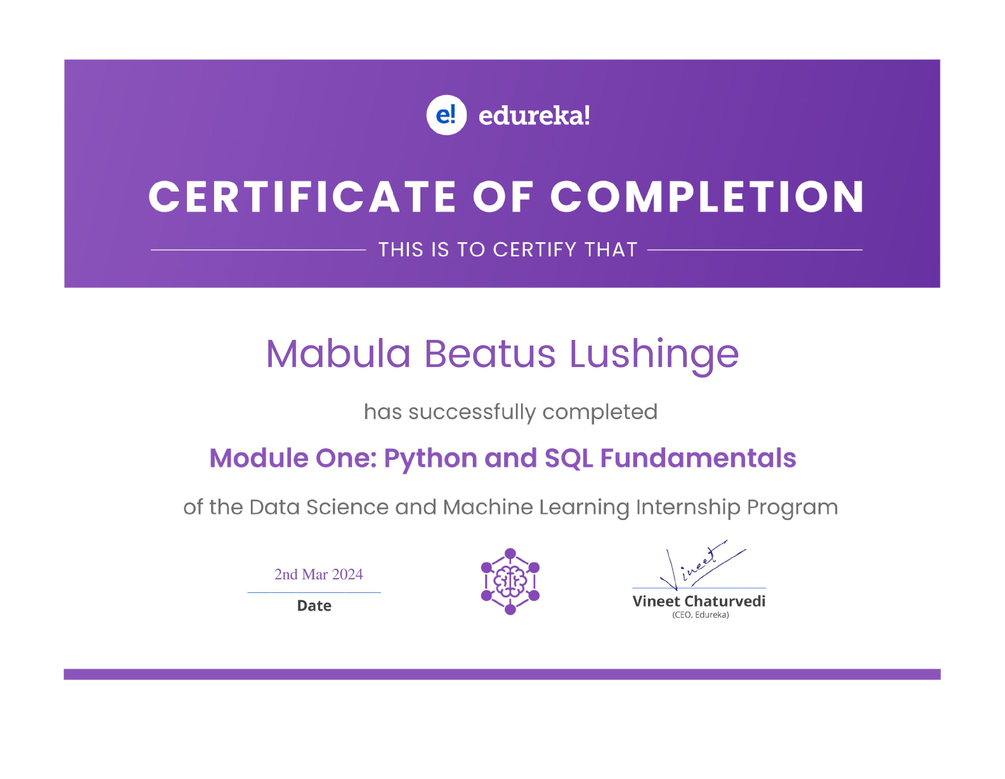 certificate!