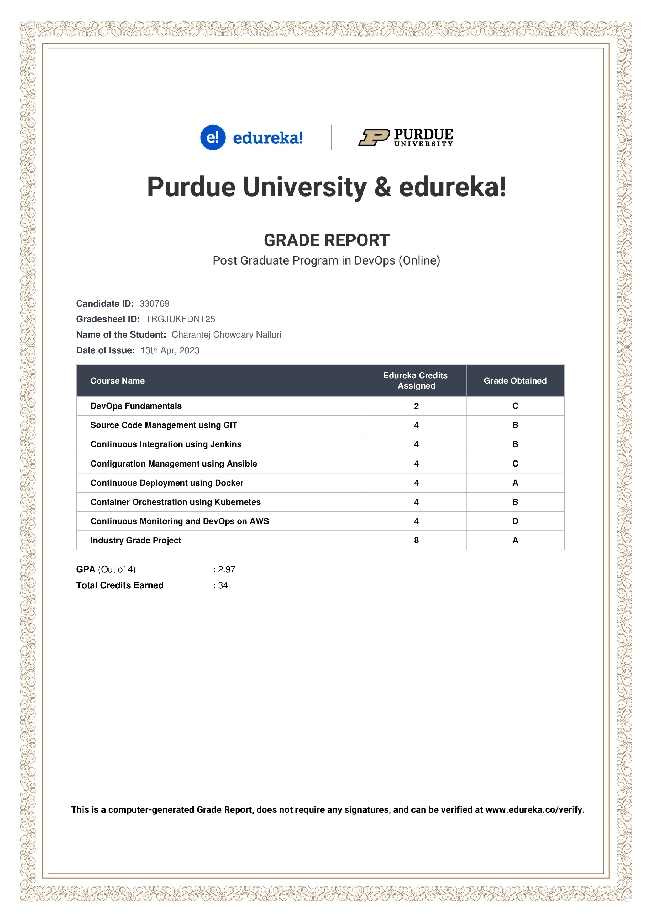 certificate!