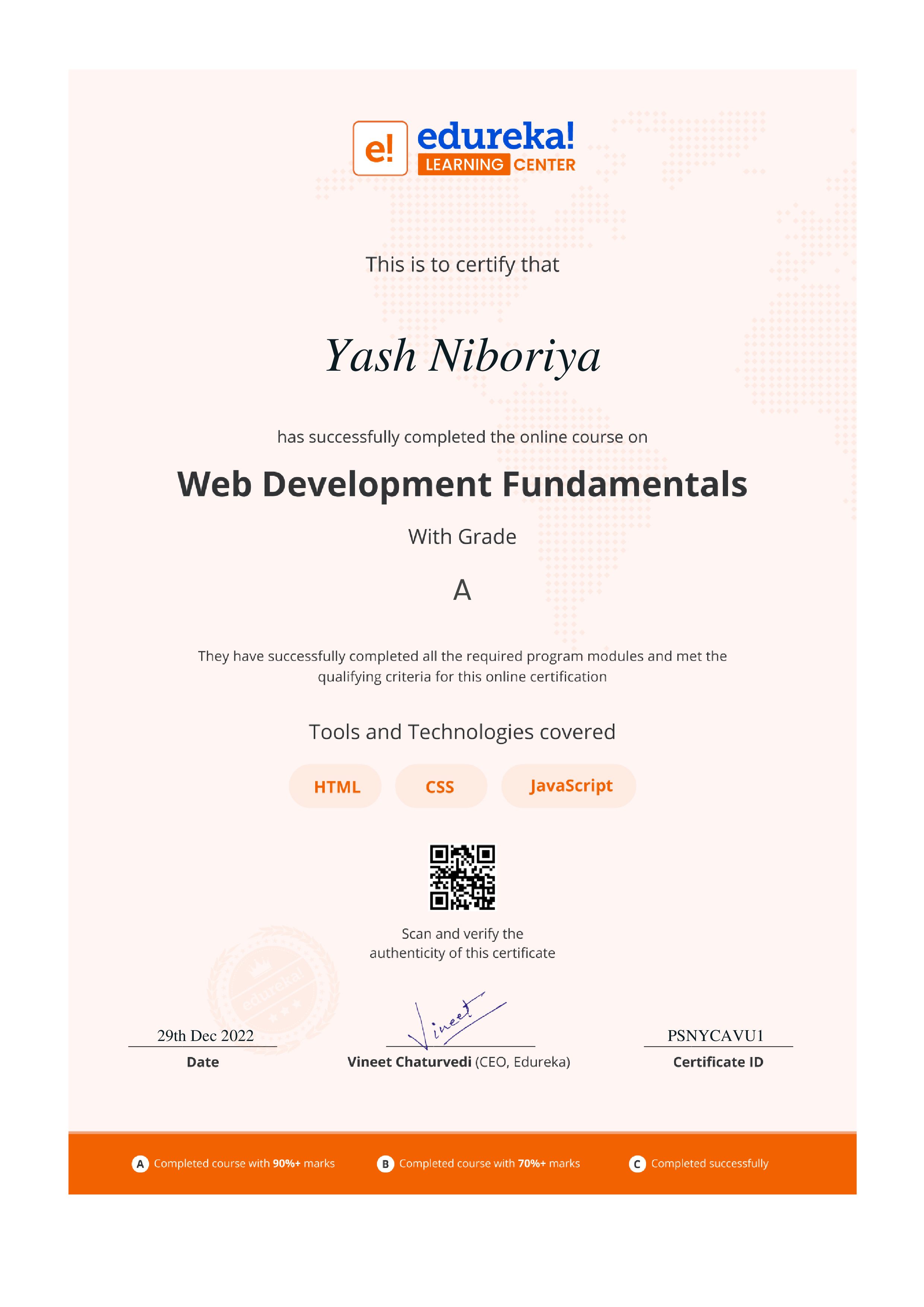 certificate!