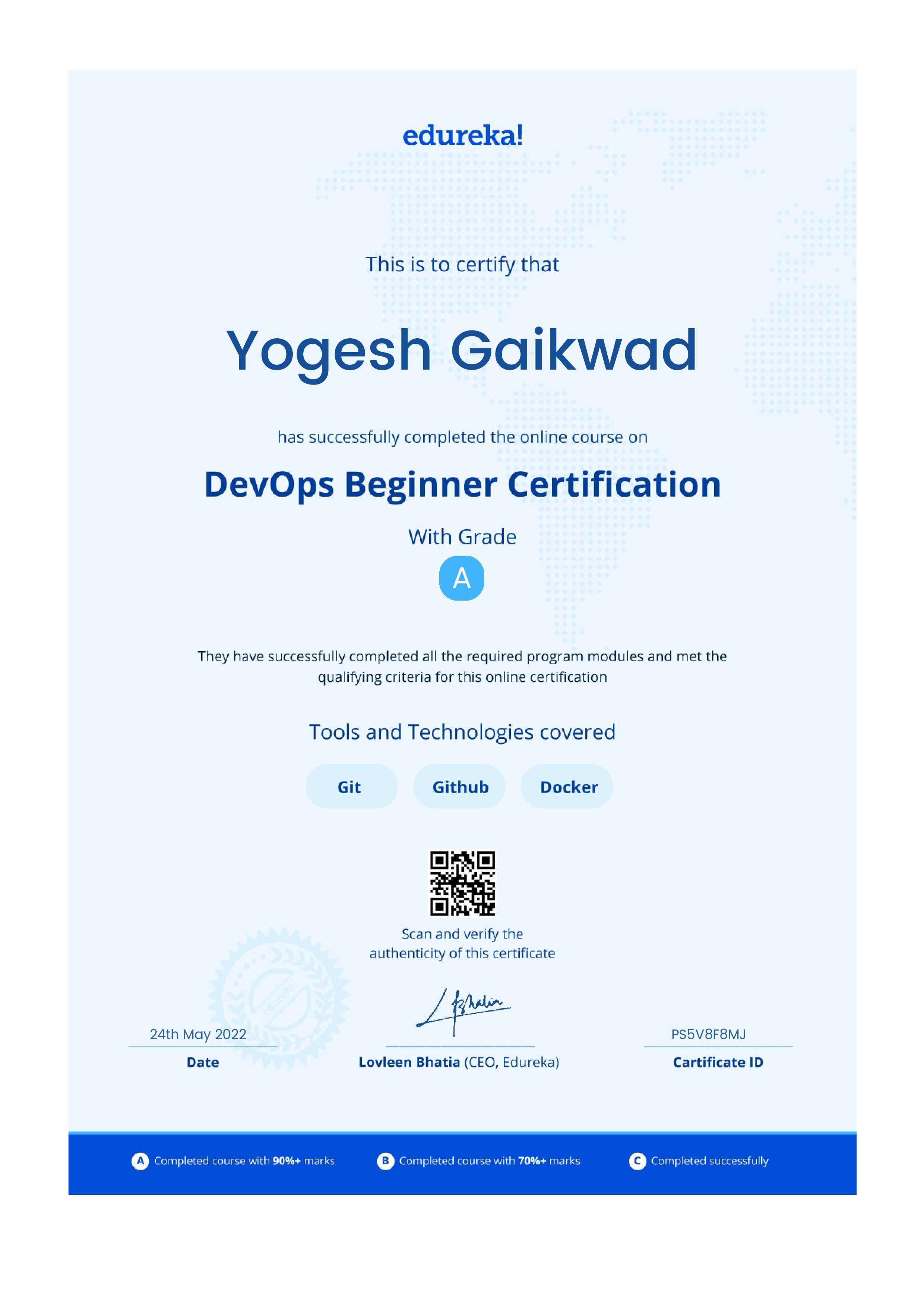 certificate!