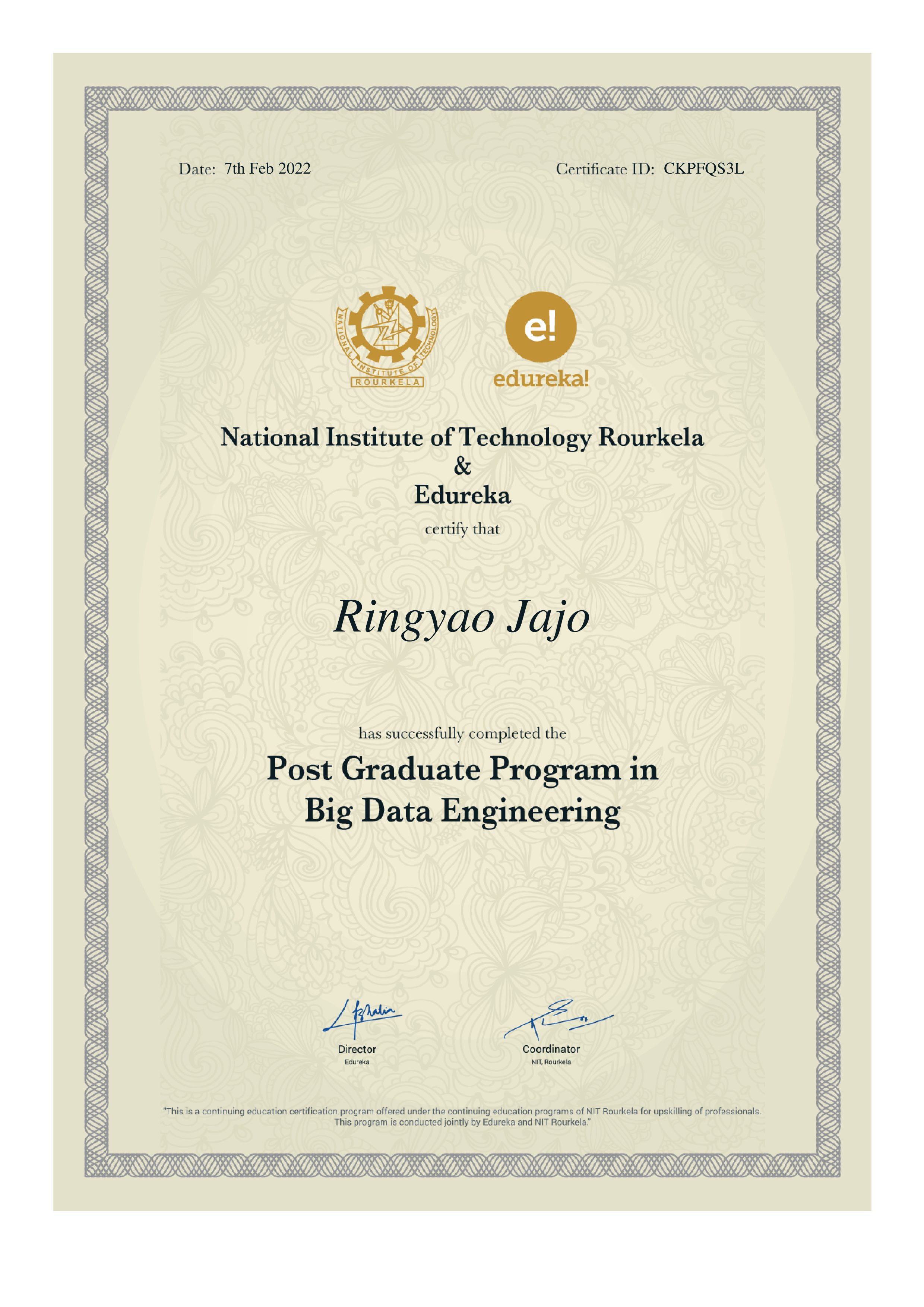 certificate!