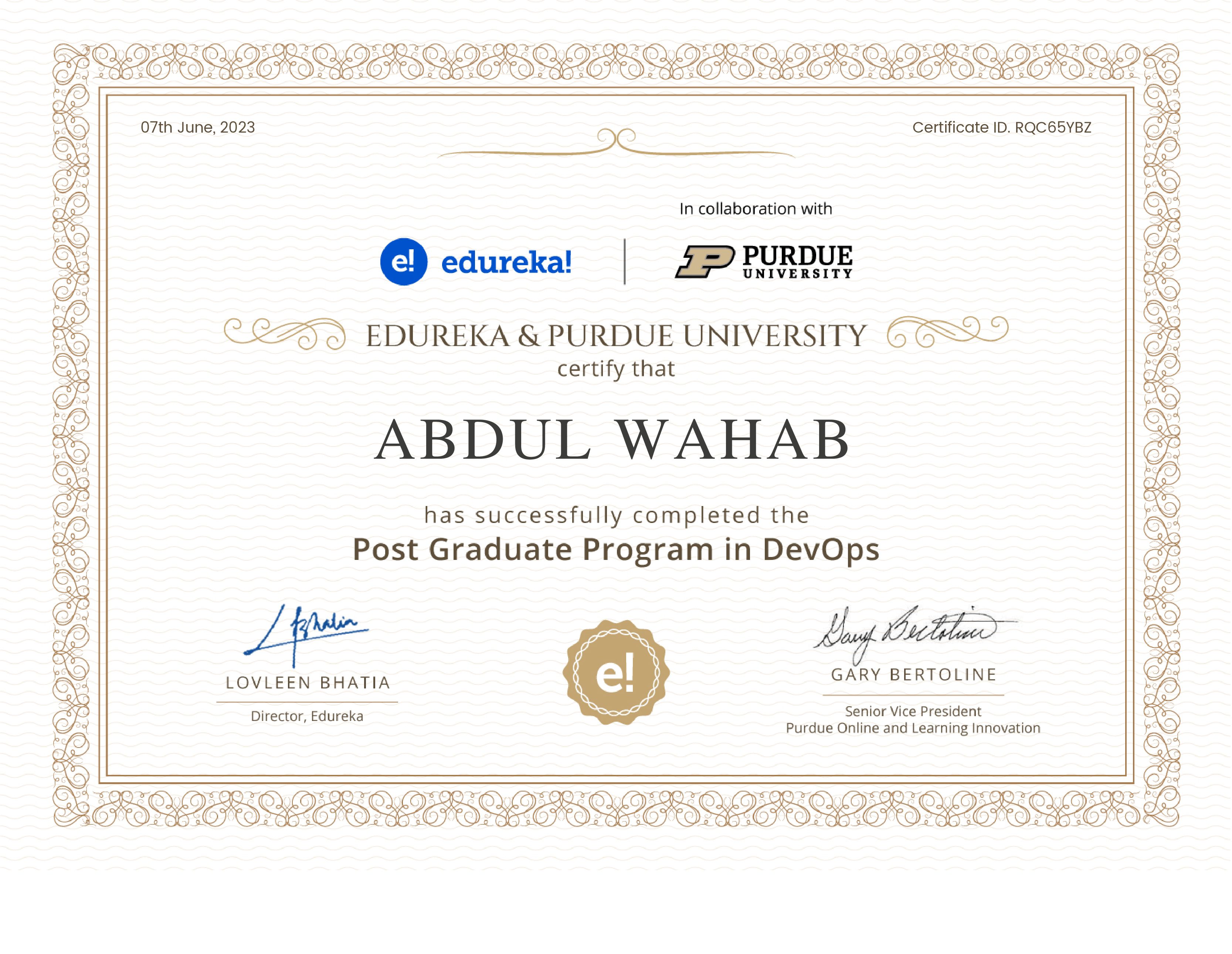 certificate!