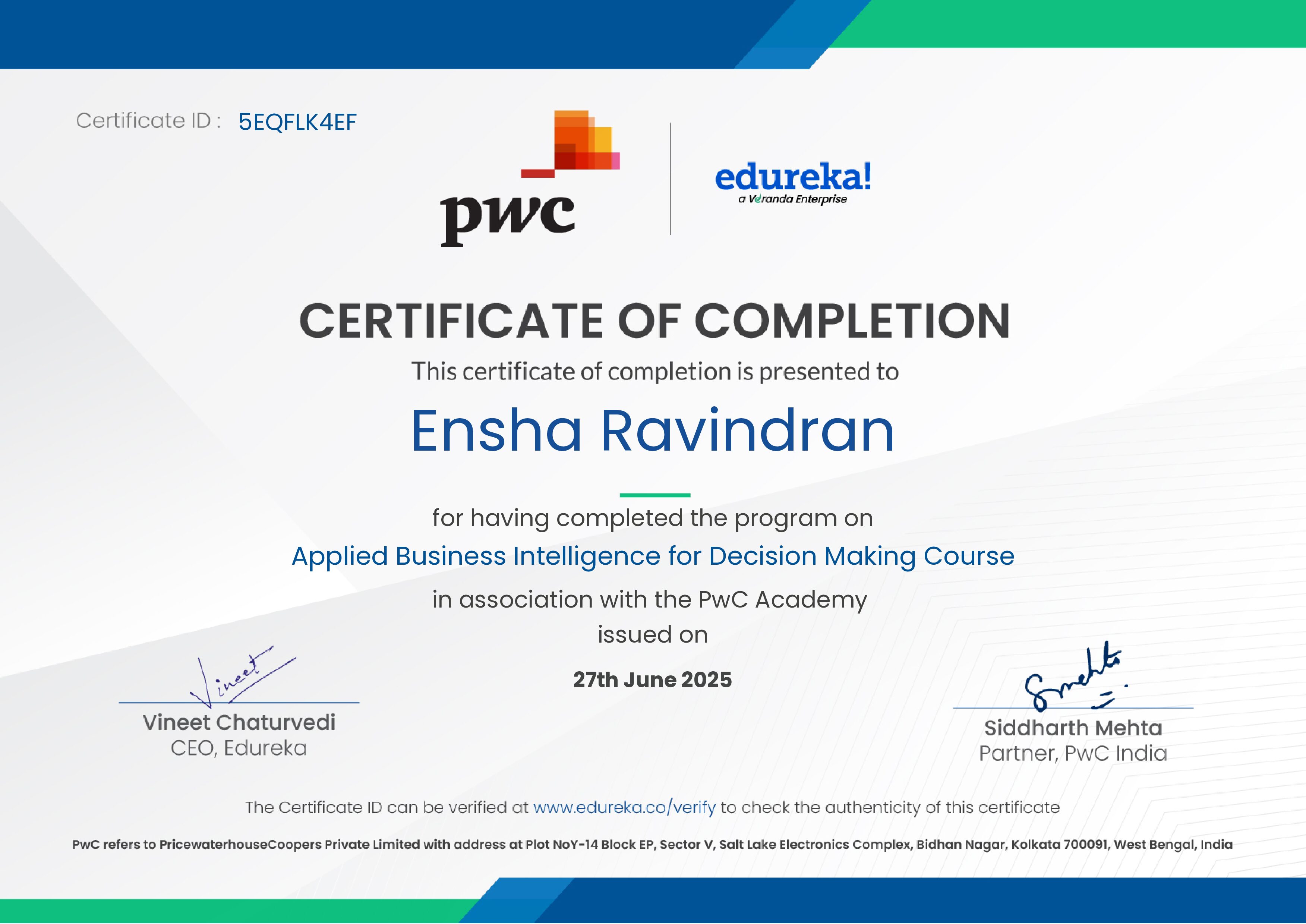 certificate!