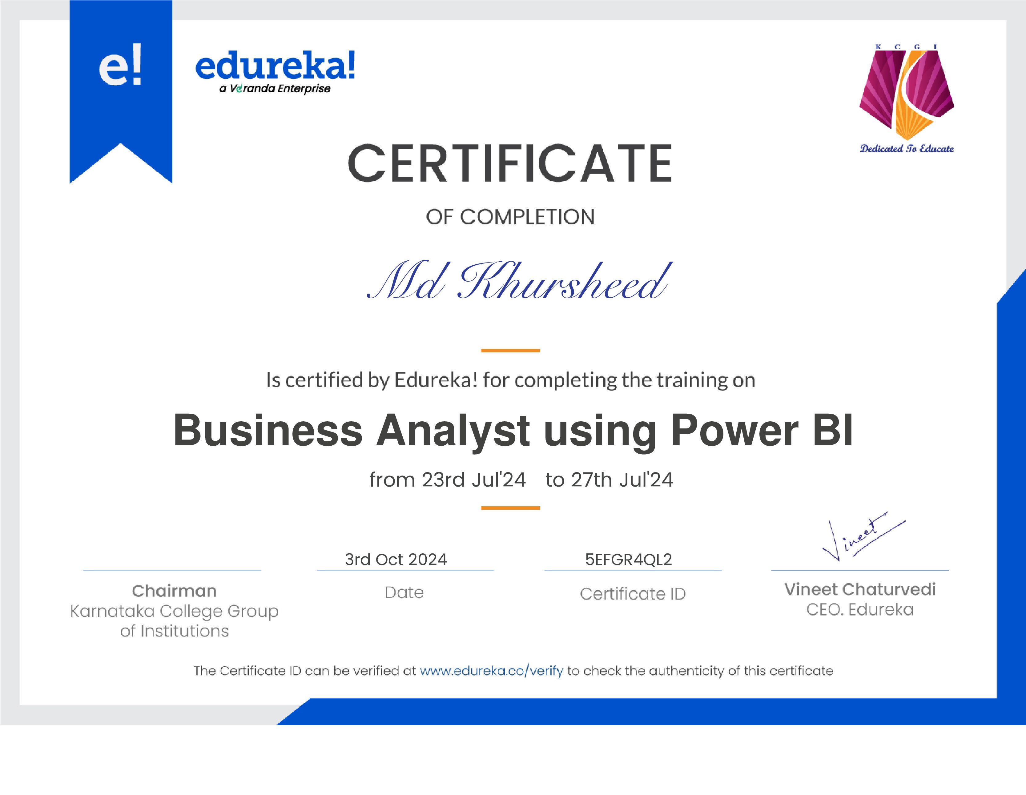 certificate!