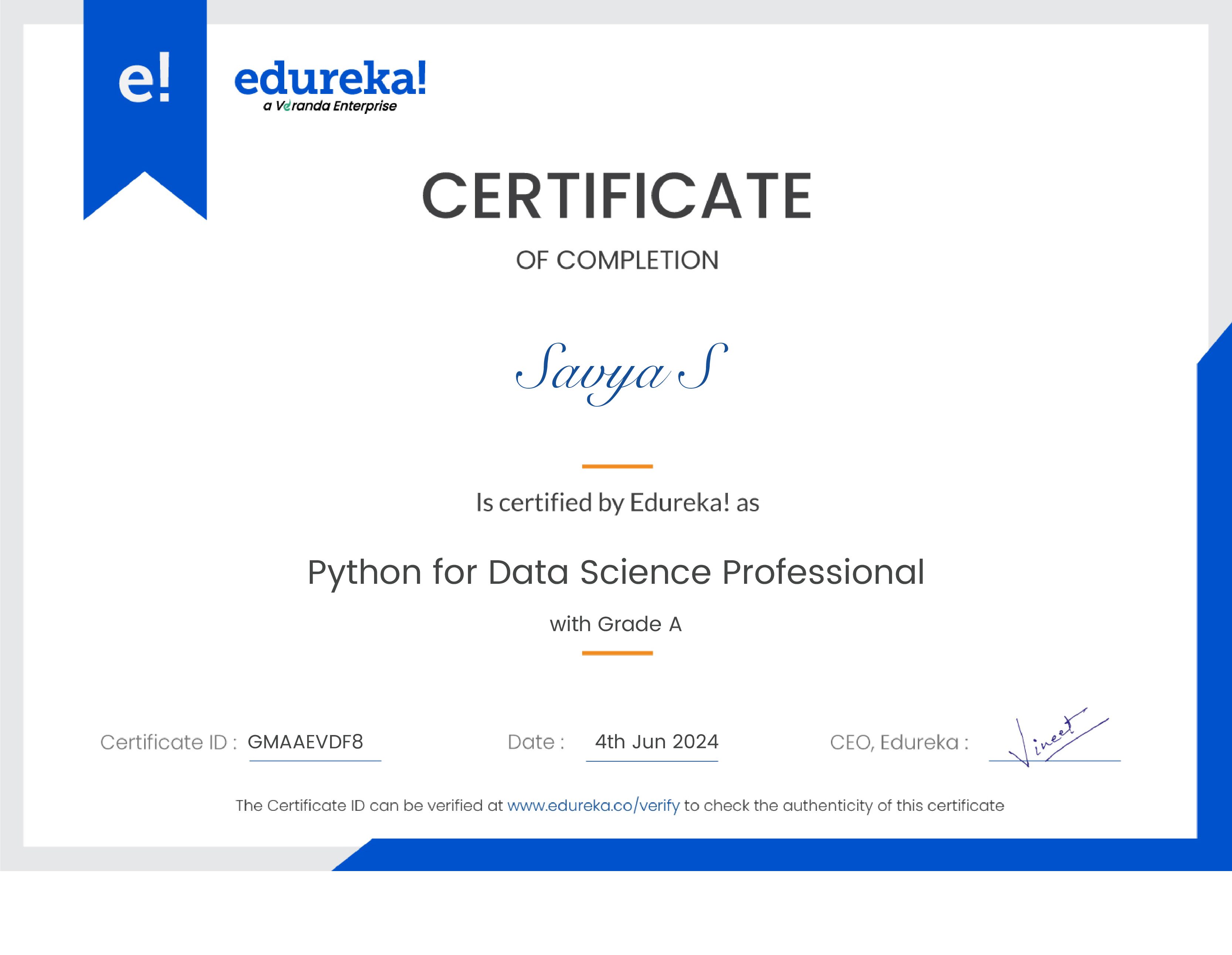 certificate!