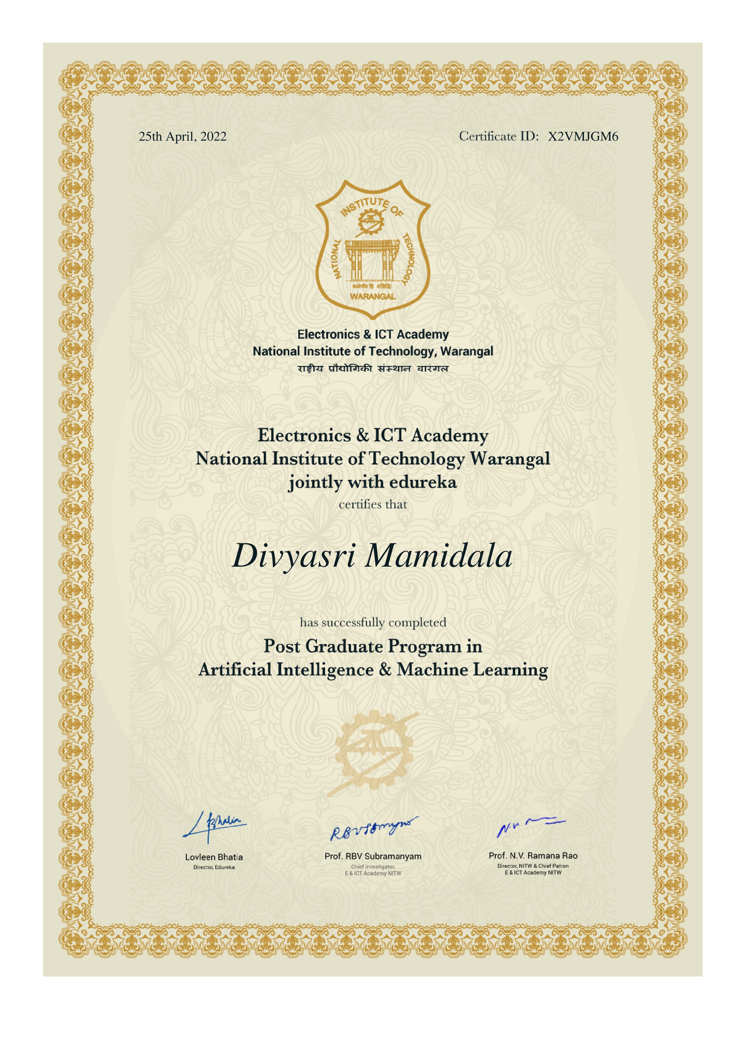 certificate!