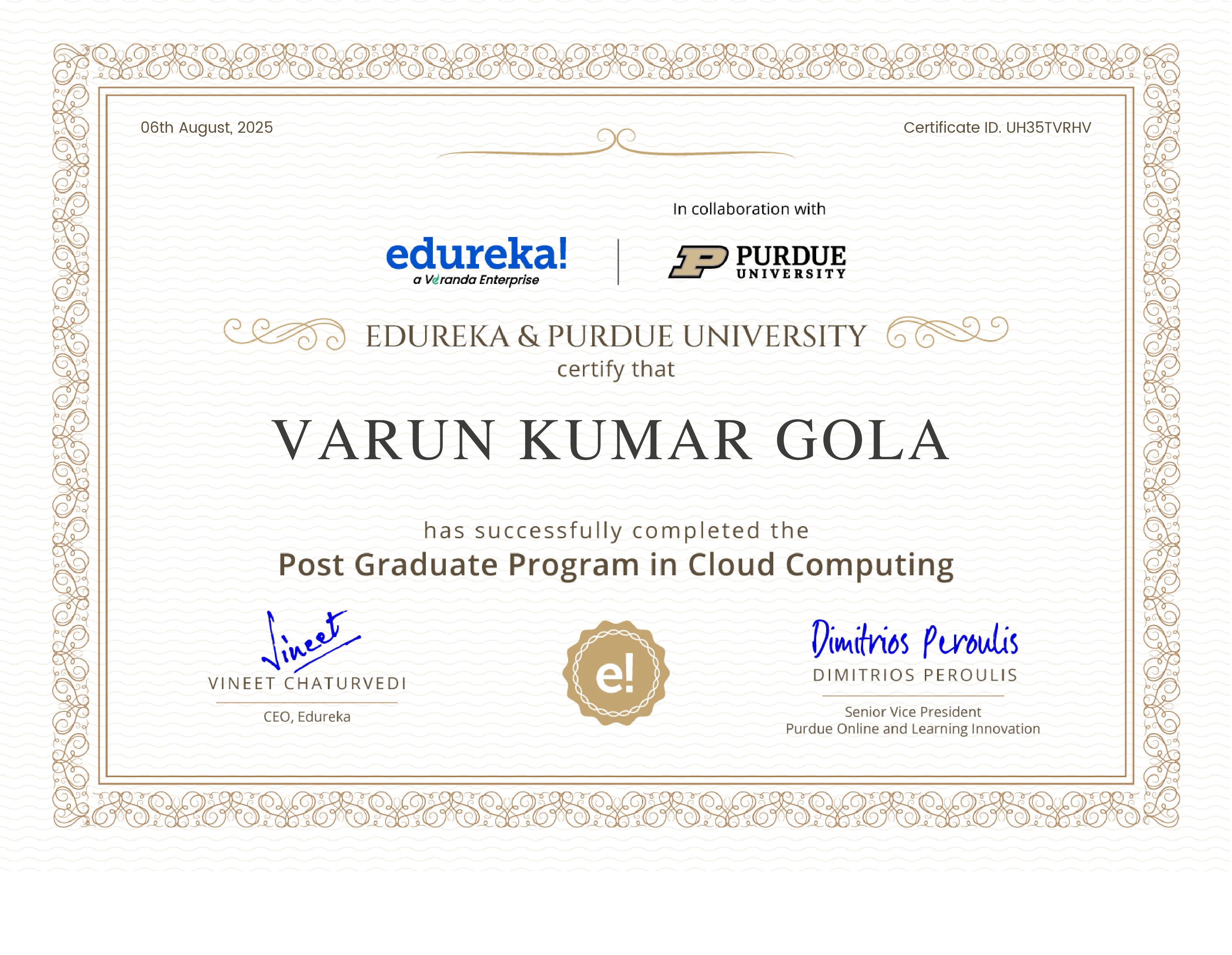 certificate!