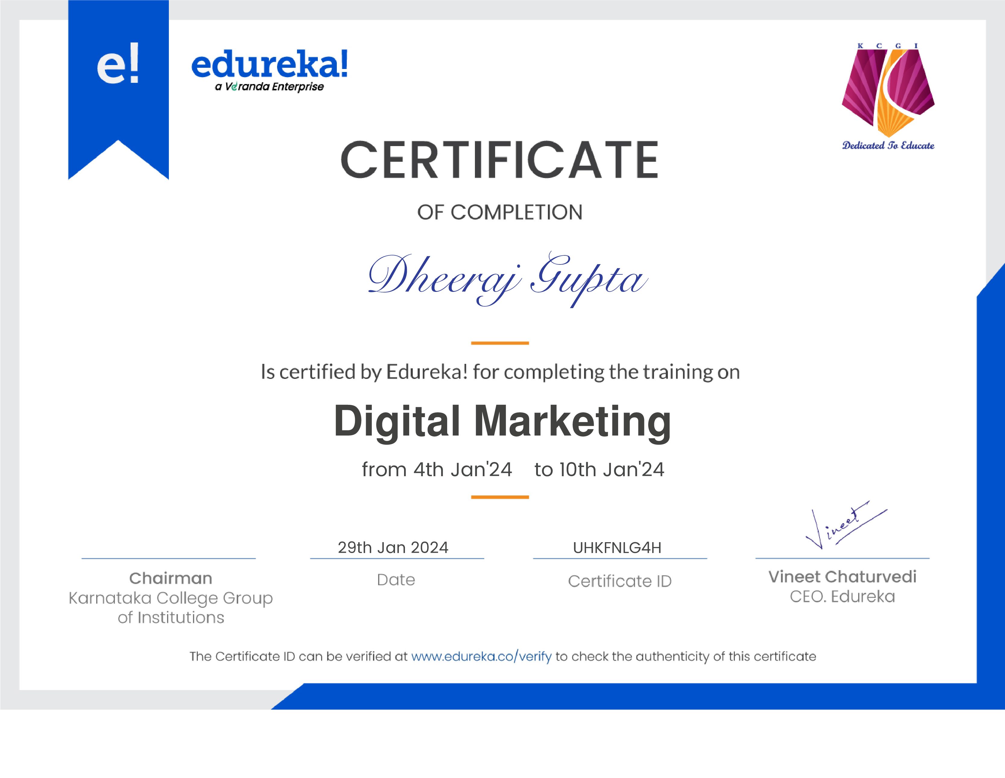certificate!