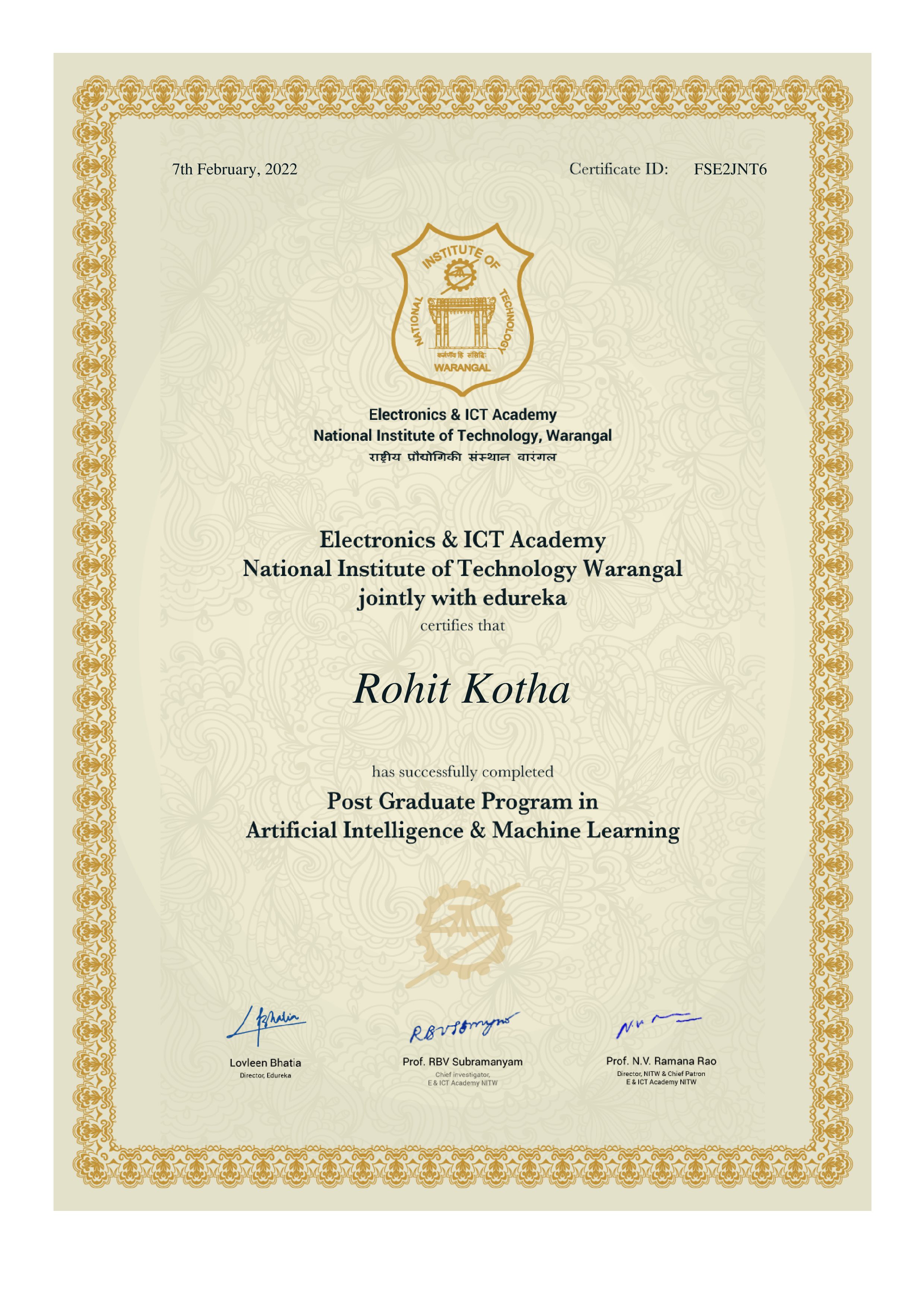 certificate!