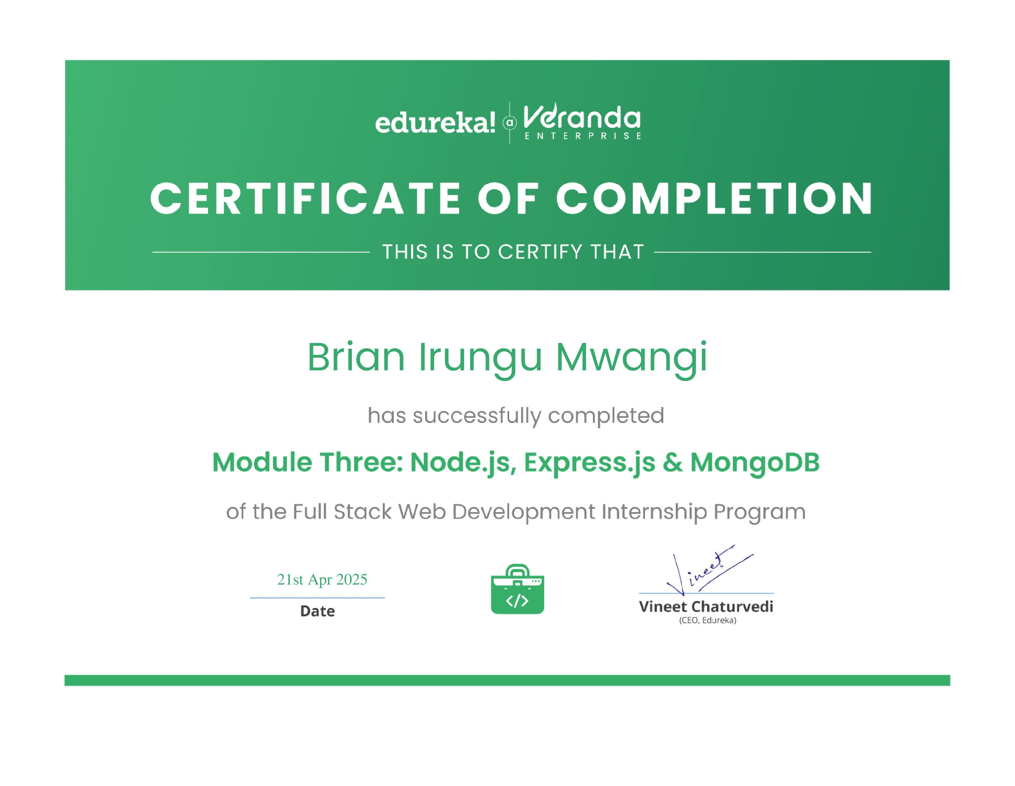 certificate!