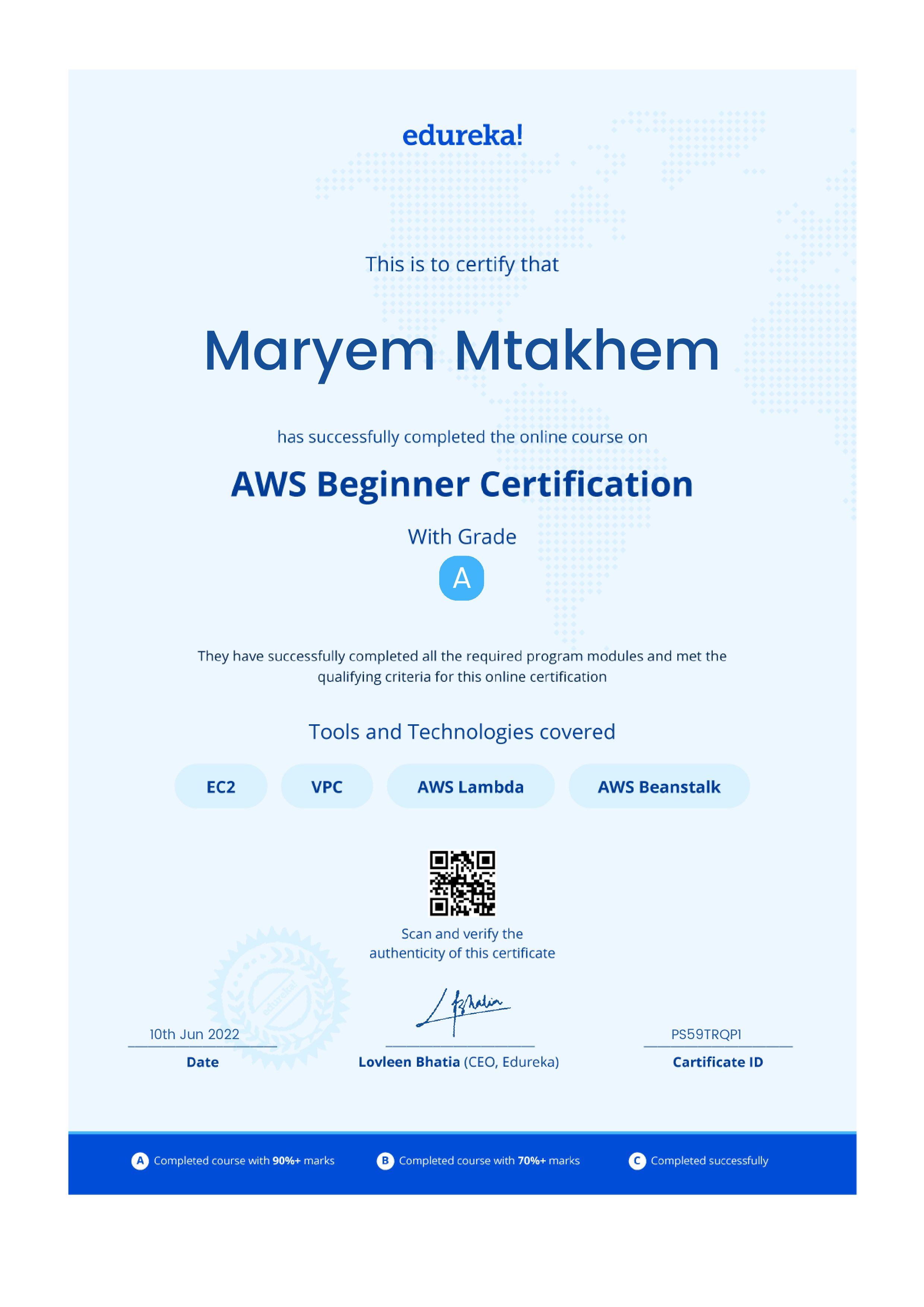 certificate!