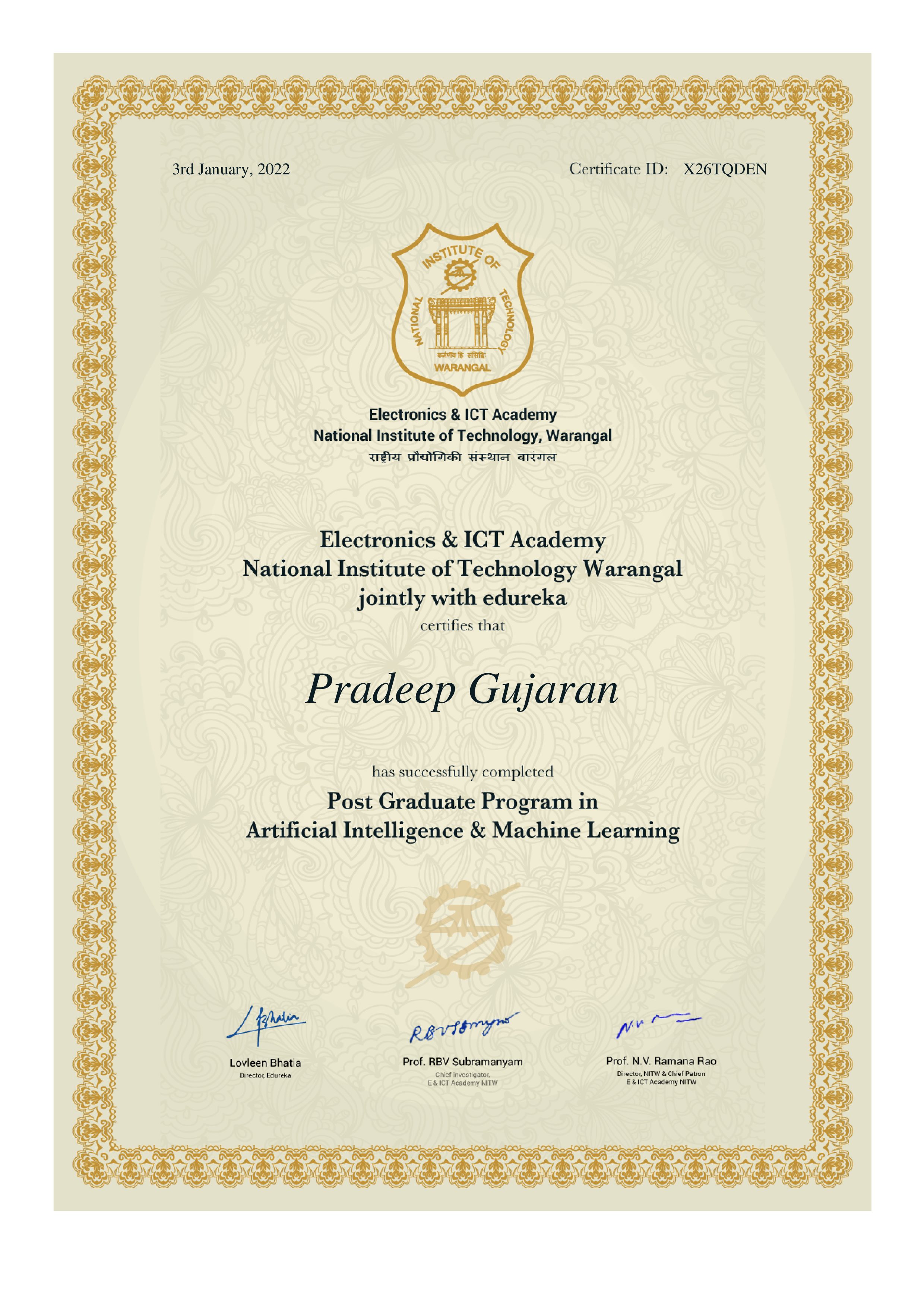 certificate!
