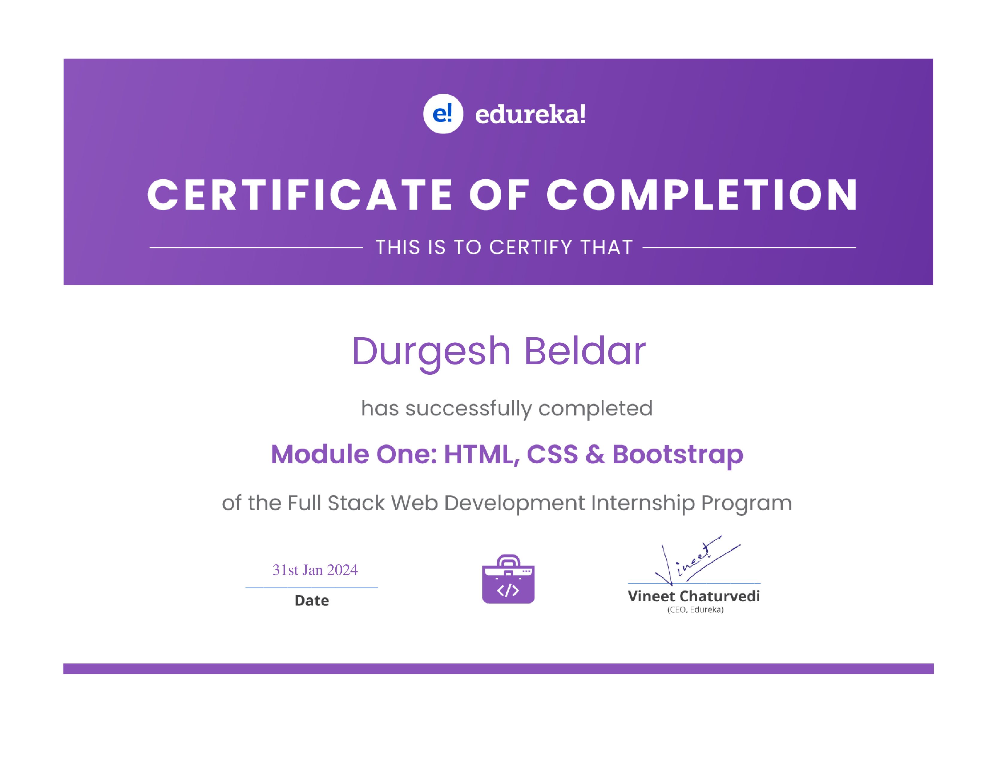 certificate!