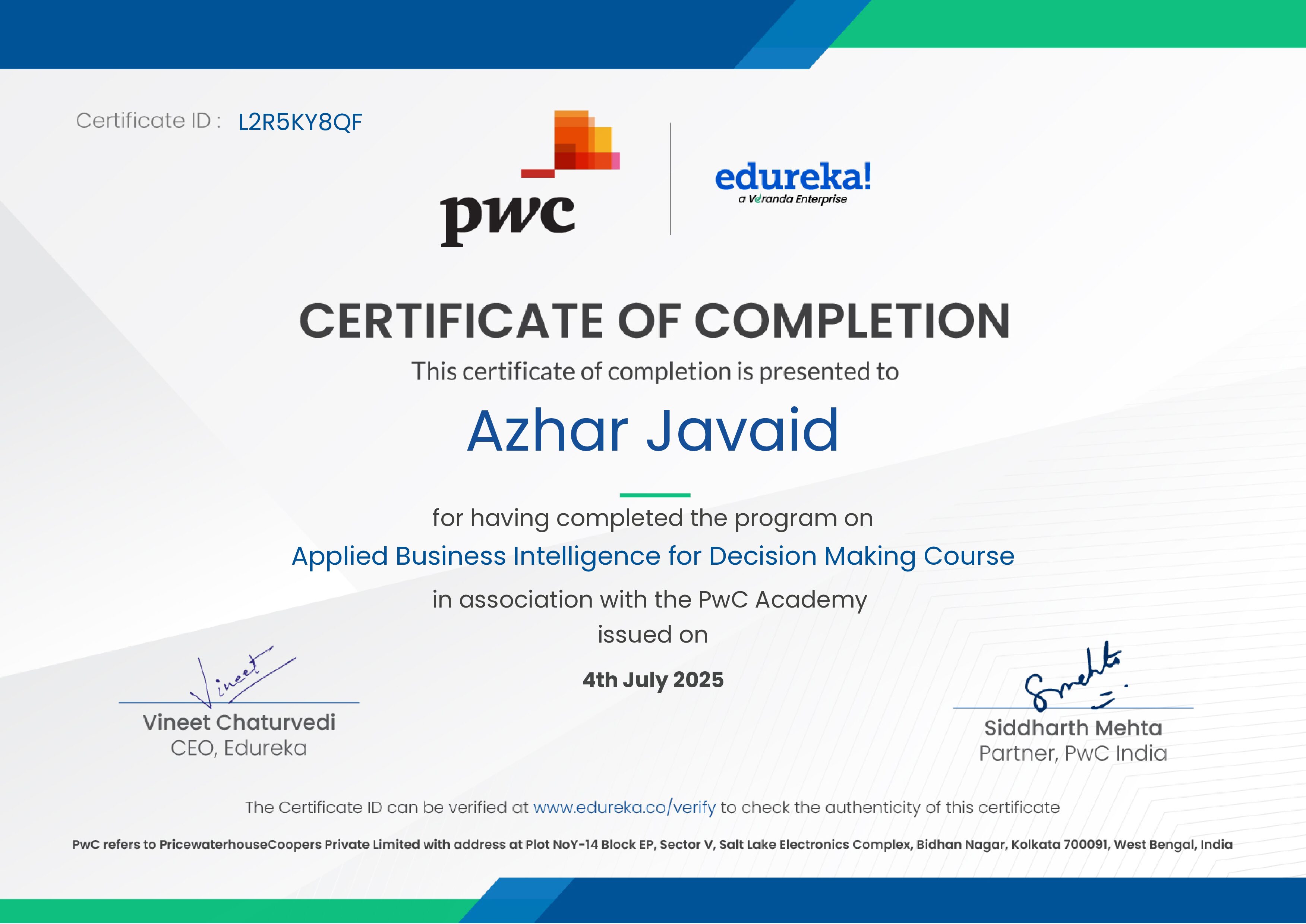 certificate!