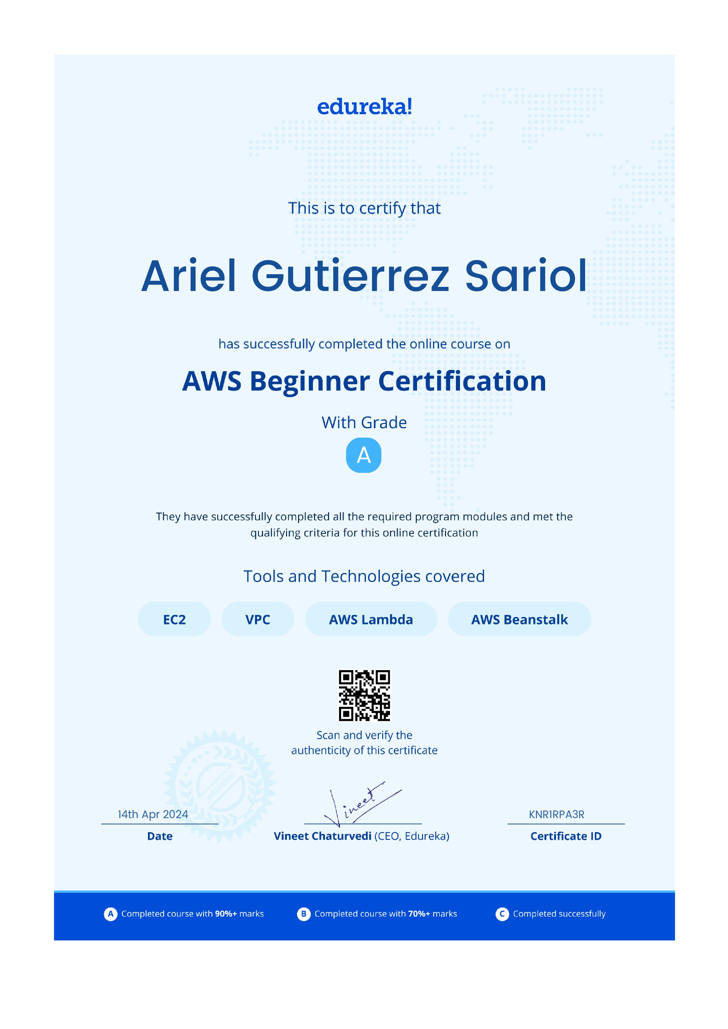 certificate!